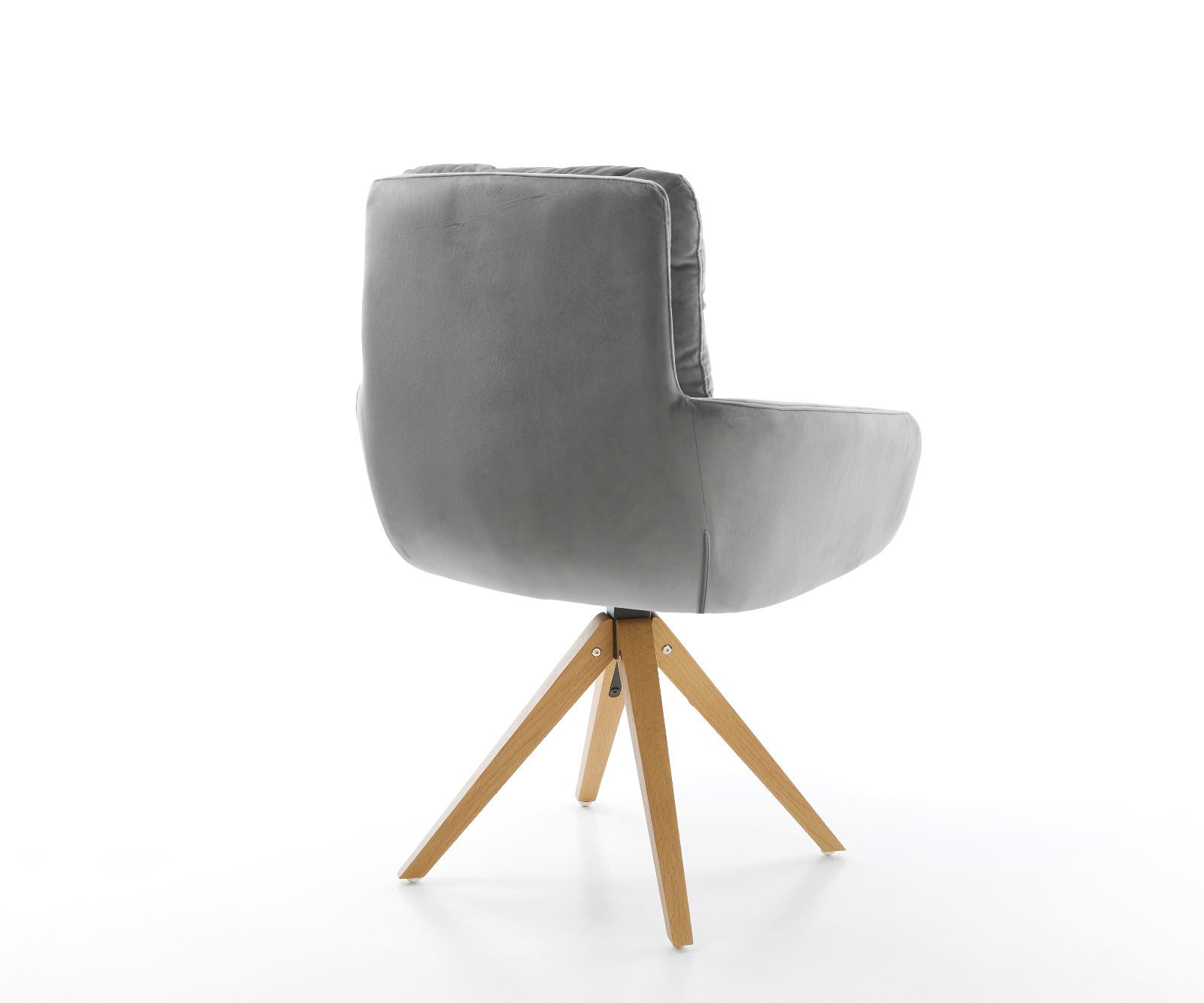 Esszimmerstuhl Abelia-Flex mit Armlehnen Samt Grau Holzgestell kantig Natur 4 Esszimmerstuhl Abelia-Flex mit Armlehnen Samt Grau Holzgestell kantig Natur 4