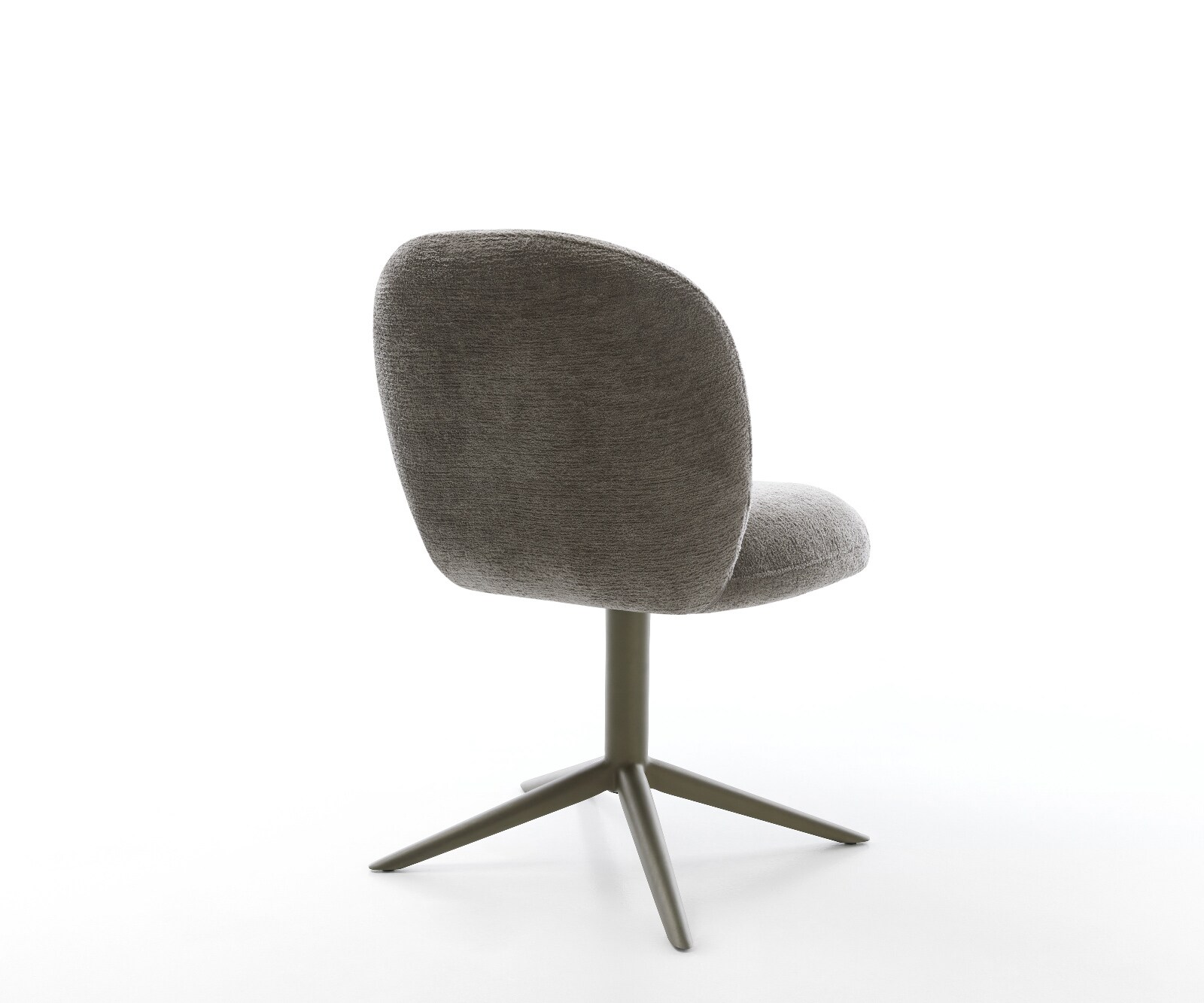 Chaise-pivotante Nube-Flex bouclé doux couleur boue pied de chaise 4 branches aspect titane pivotement sur 360° fonction bascule resorts ensachés 4