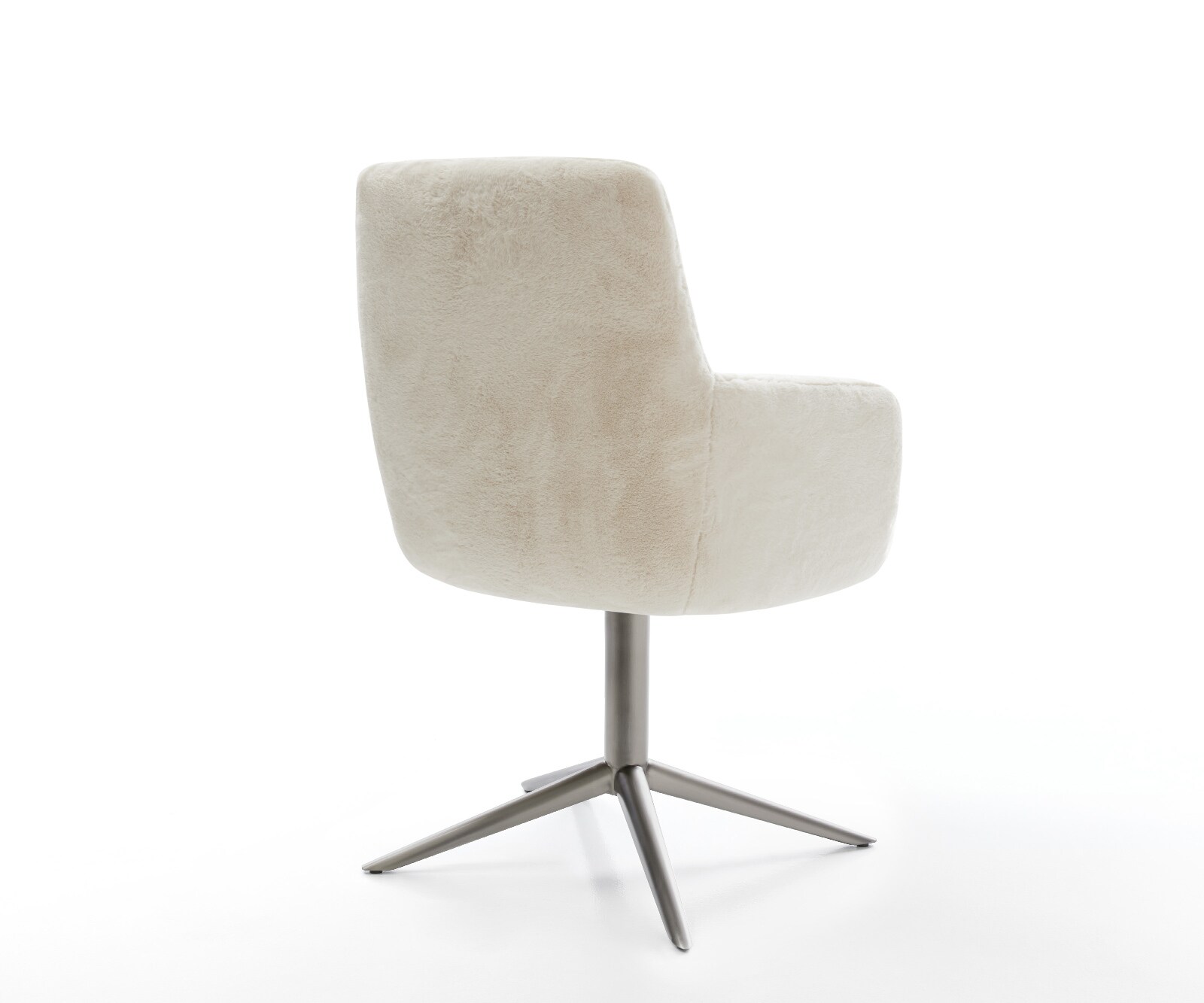 Chaise-pivotante Heira-Flex avec accoudoirs peluche crème-blanc pied de chaise 4 branches grafiete pivotement sur 360° fonction bascule resorts ensachés 4