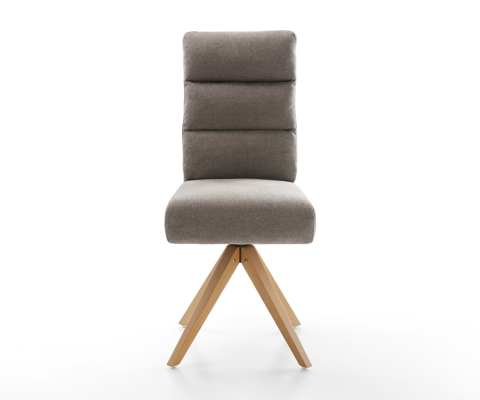 Drehstuhl Pela-Flex Strukturstoff Soft Taupe Holzgestell kantig Natur 360° drehbar Taschenfederkern 1