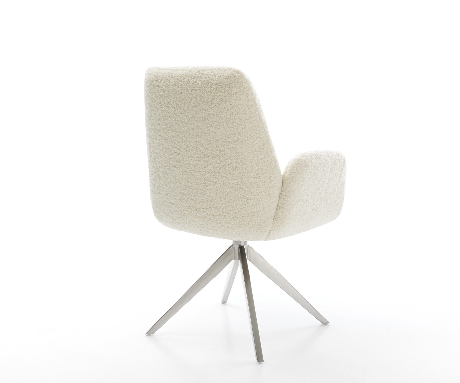 Chaise-pivotante Zoa-Flex tissu teddy beige pied croisé large acier inoxydable pivotement sur 360° fonction bascule ressorts ensachés 5