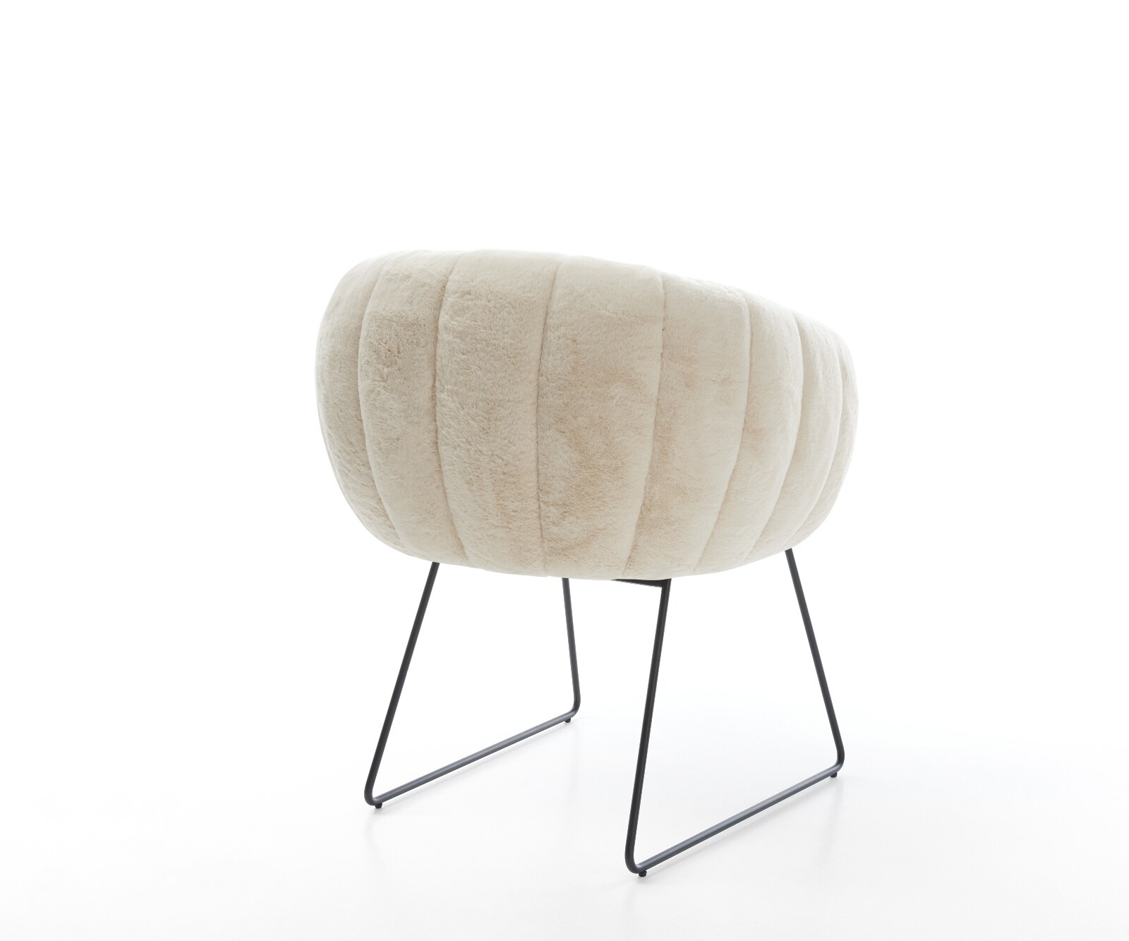 Esszimmerstuhl Jada-Flex Plüsch Creme-Weiß Kufengestell Schwarz Taschenfederkern 5