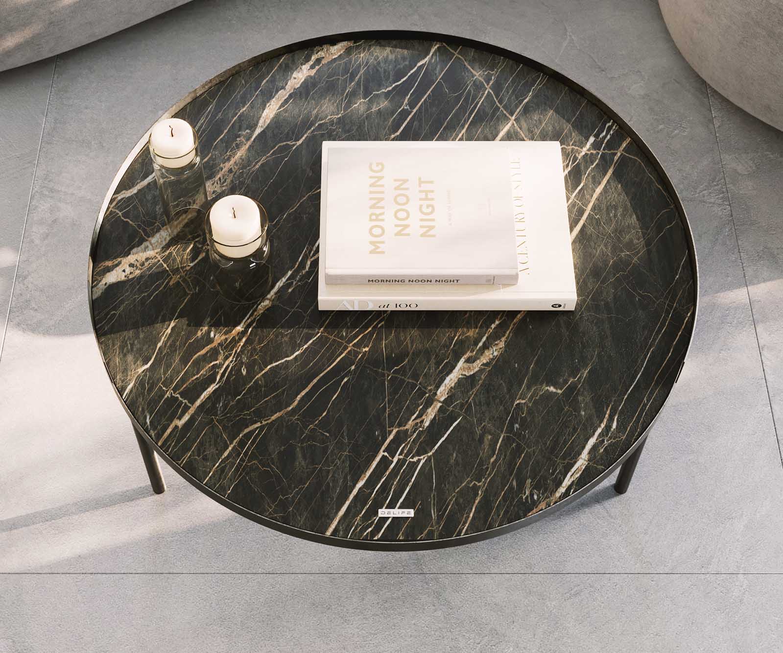 Table-basse Torell 80x80 cm Céramique Laminam®Noir Désir Marron Cadre métallique finition effet titane 5 Table-basse Torell 80x80 cm Céramique Laminam®Noir Désir Marron Cadre métallique finition effet titane 5