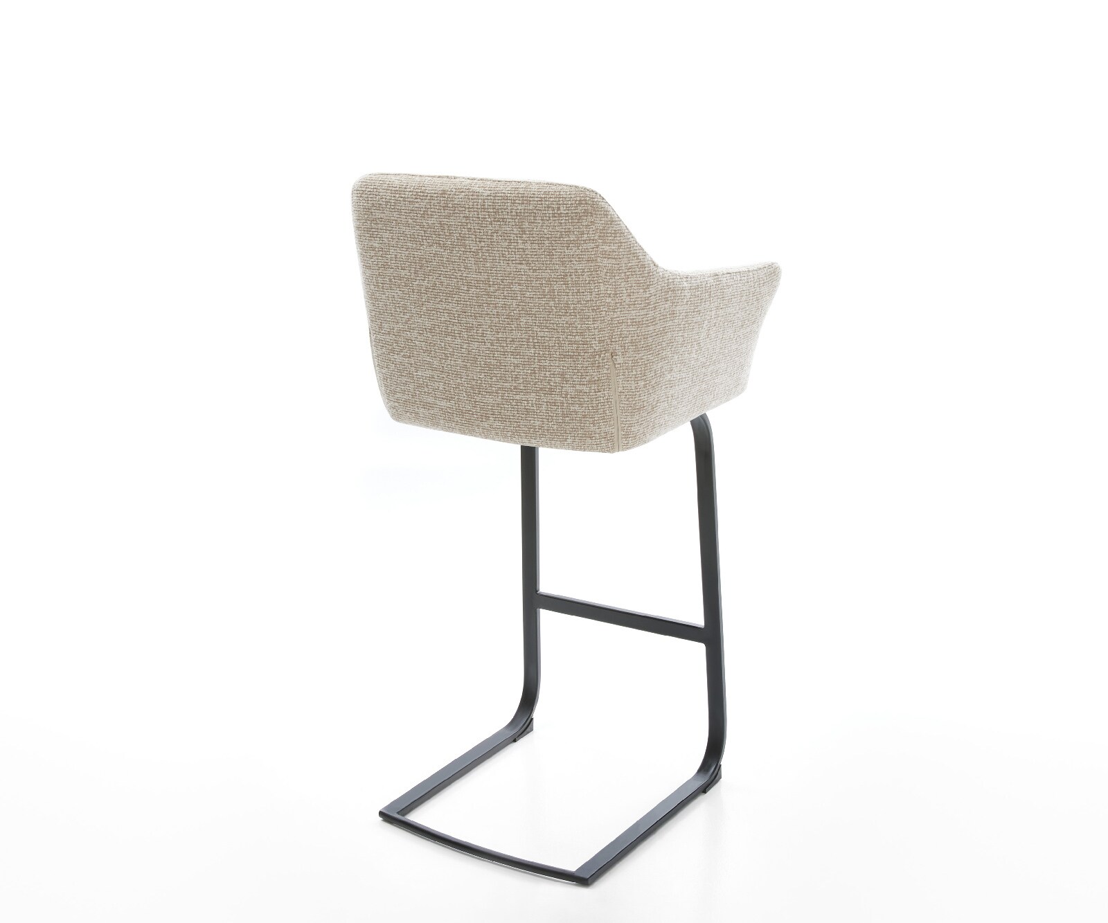 Chaise-de-bar Yulo-Flex Tissu tissé doux Beige Pied cantilever plat noir Noir 4