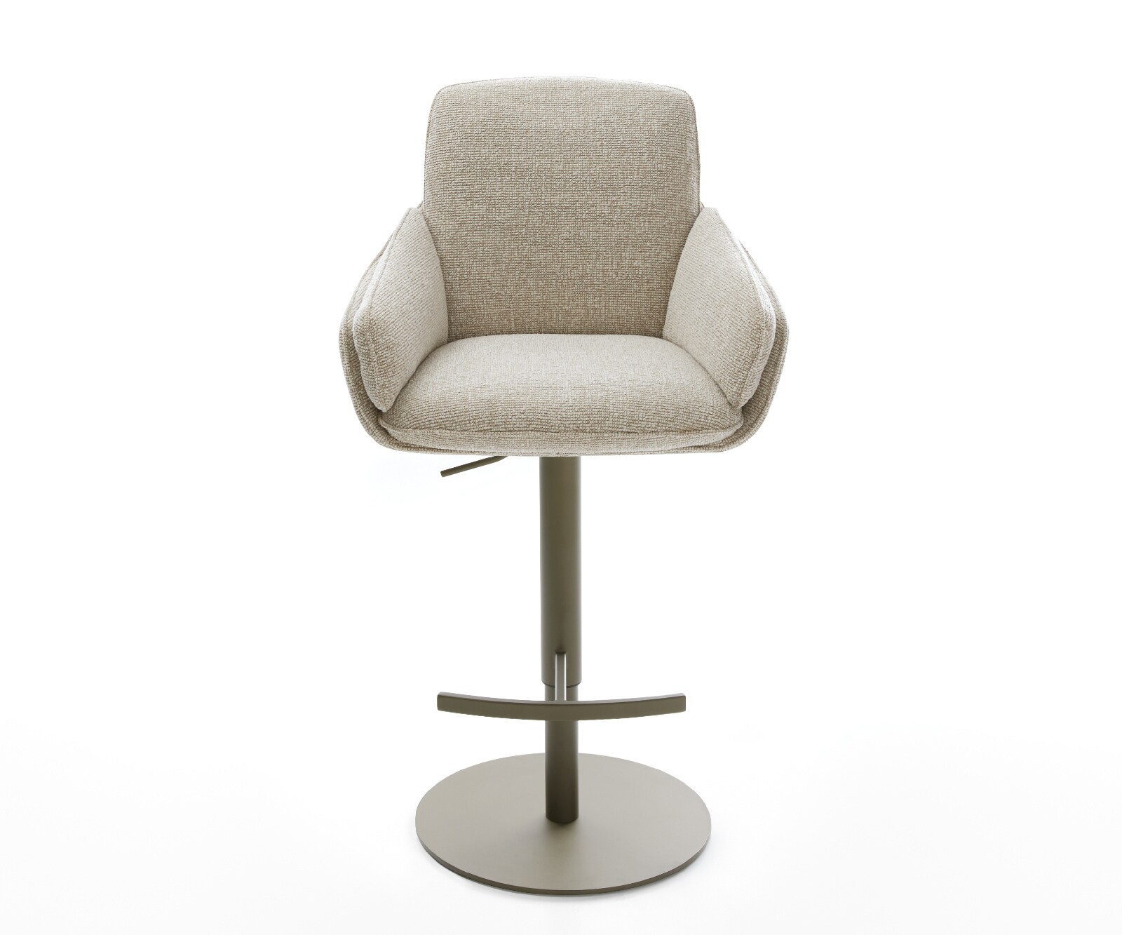 Barstuhl Luan-Flex Webstoff Soft Beige Drehfuß höhenverstellbar Metall Titanfarben 2