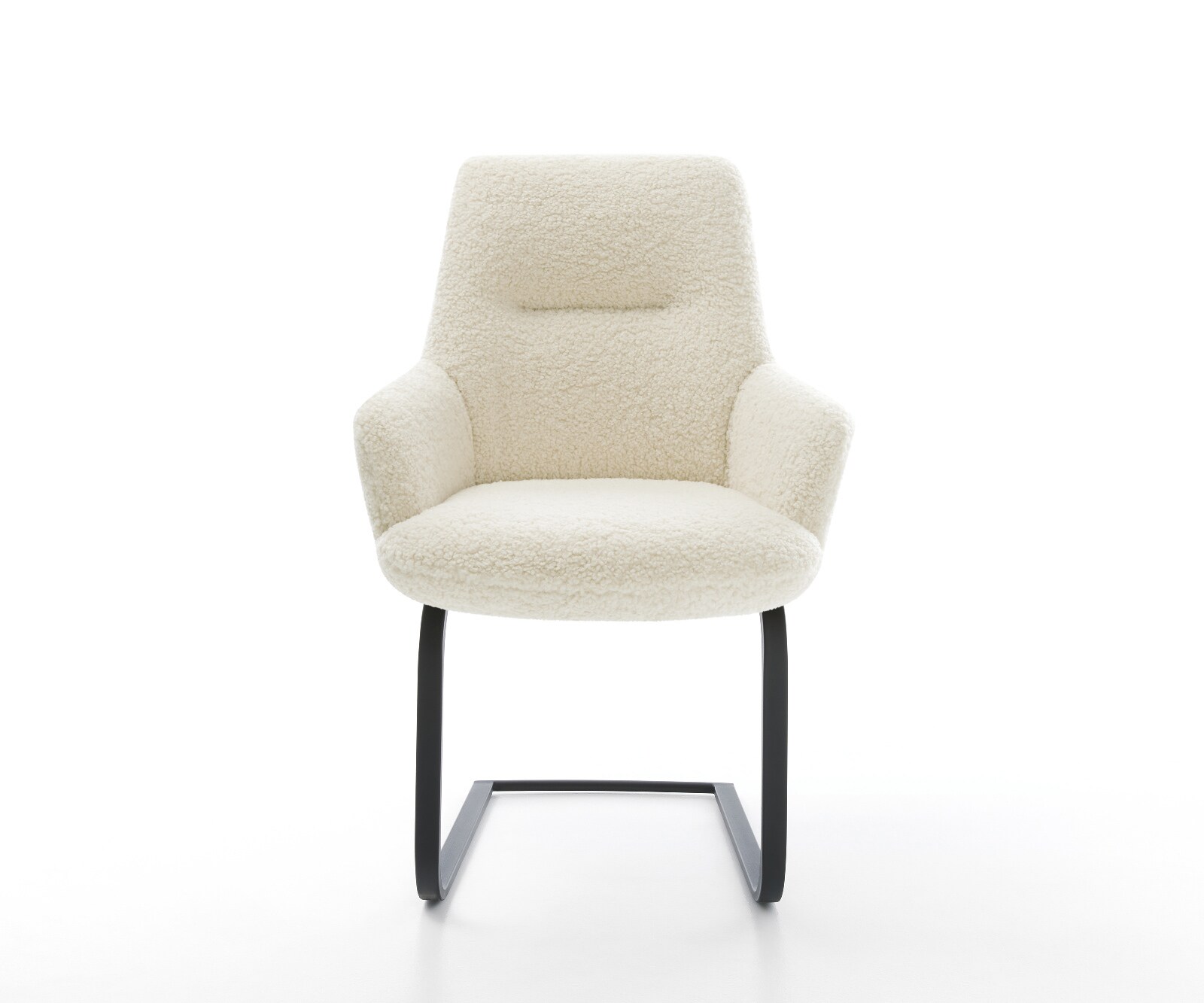 Cantilever Zelia-Flex avec accoudoirs tissu teddy beige pied cantilever plat noir ressorts ensachés 2