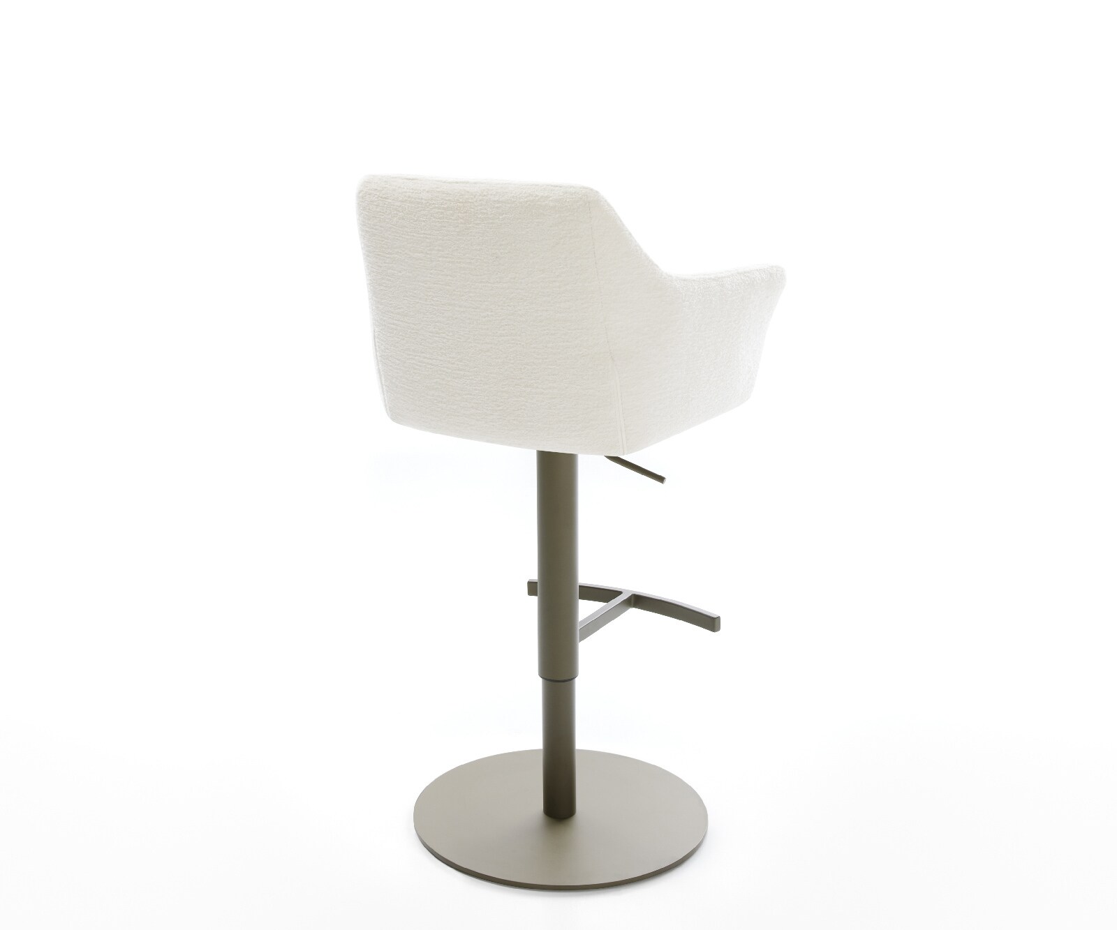 Barstuhl Yulo-Flex Bouclé Soft Beige Drehfuß höhenverstellbar Metall Titanfarben 4