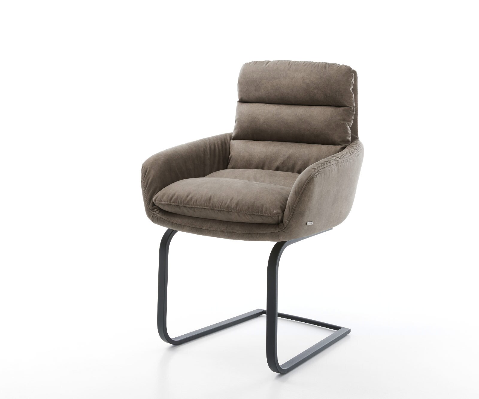 Schwingstuhl Abelia-Flex mit Armlehnen Taupe Vintage Freischwinger flach Schwarz