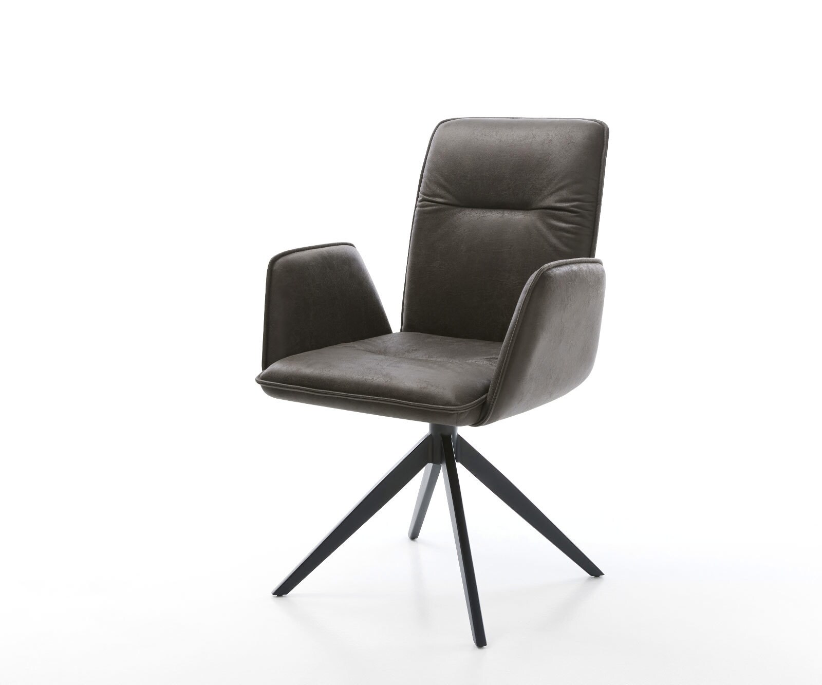 Drehstuhl Vinja-Flex Mikrofaser Anthrazit Vintage Kreuzgestell breit Schwarz 360° drehbar Wippfunktion