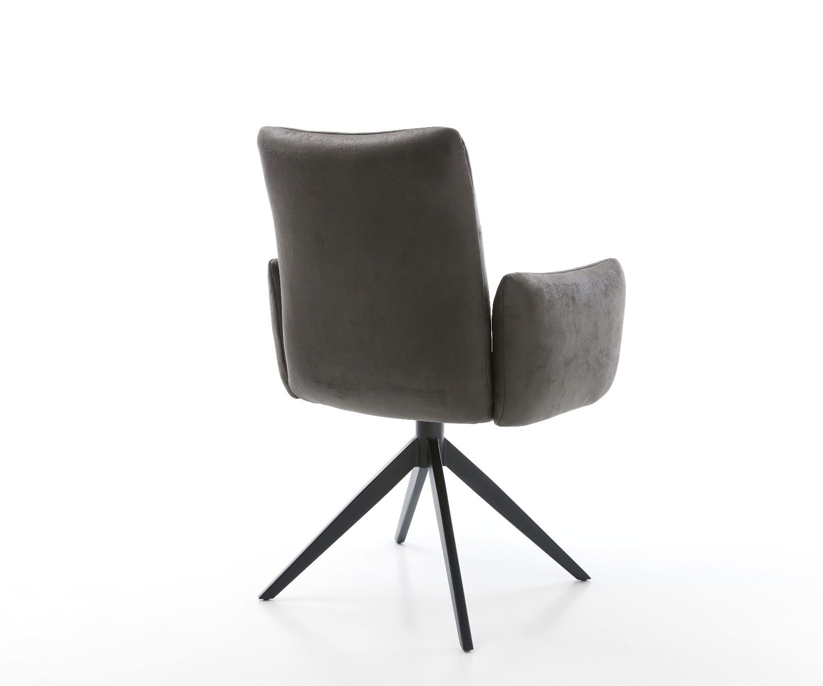 Drehstuhl Jova-Flex mit Armlehnen Mikrofaser Anthrazit Vintage Kreuzgestell breit Schwarz 360° drehbar Wippfunktion Taschenfederkern 5