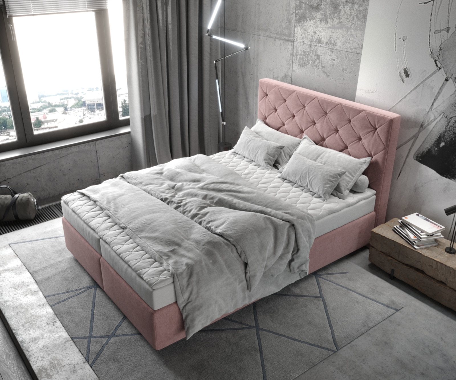Boxspringbett Dream-Great 140x200 cm Mikrofaser Rosé mit Matratze und Topper 3 Boxspringbett Dream-Great 140x200 cm Mikrofaser Rosé mit Matratze und Topper 3