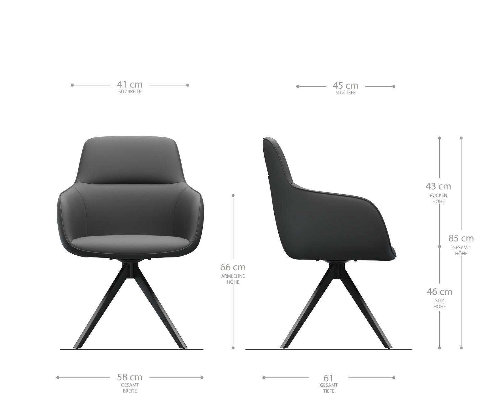 Drehstuhl Pejo-Flex Braun Antik Kreuzgestell kantig Edelstahl 180° drehbar 4