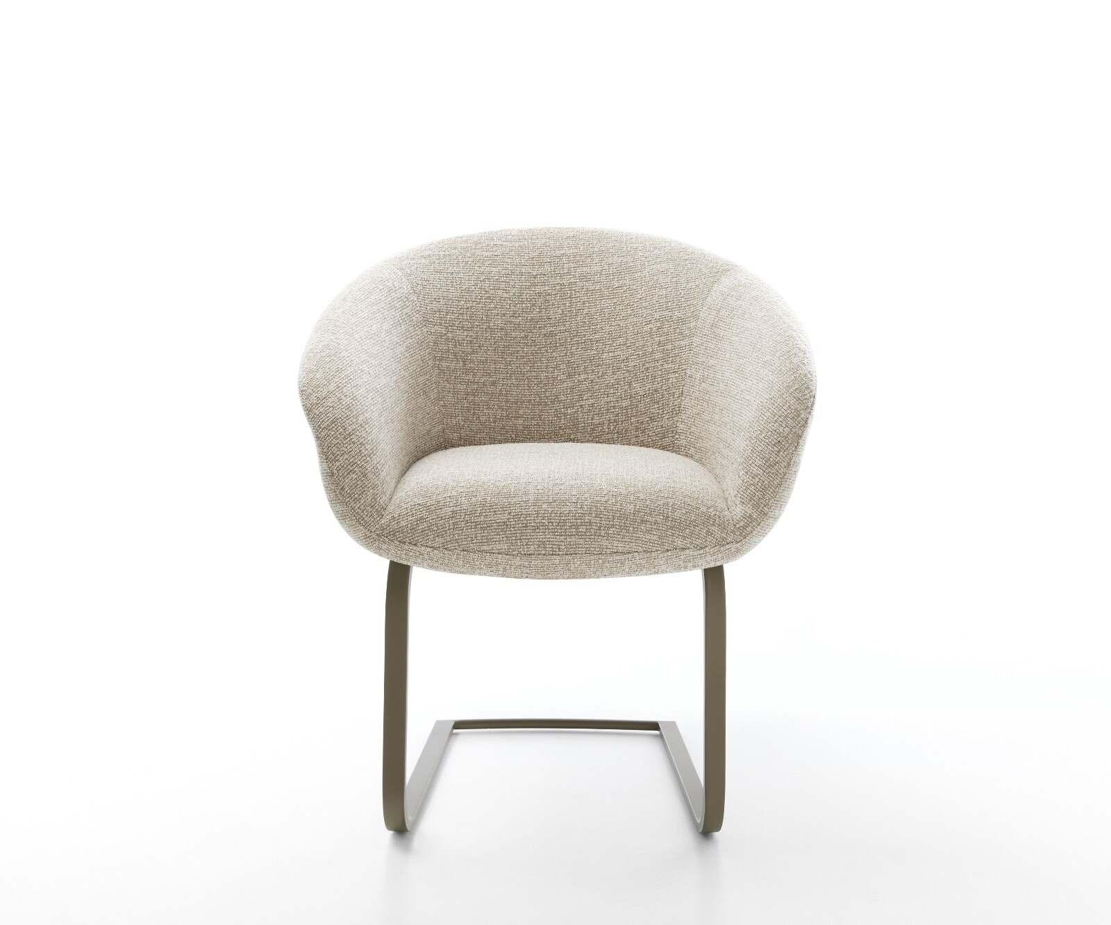 Freischwinger Vinka-Flex mit Armlehnen Webstoff Soft Beige Freischwinger flach Effektfinish Titan Taschenfederkern 1