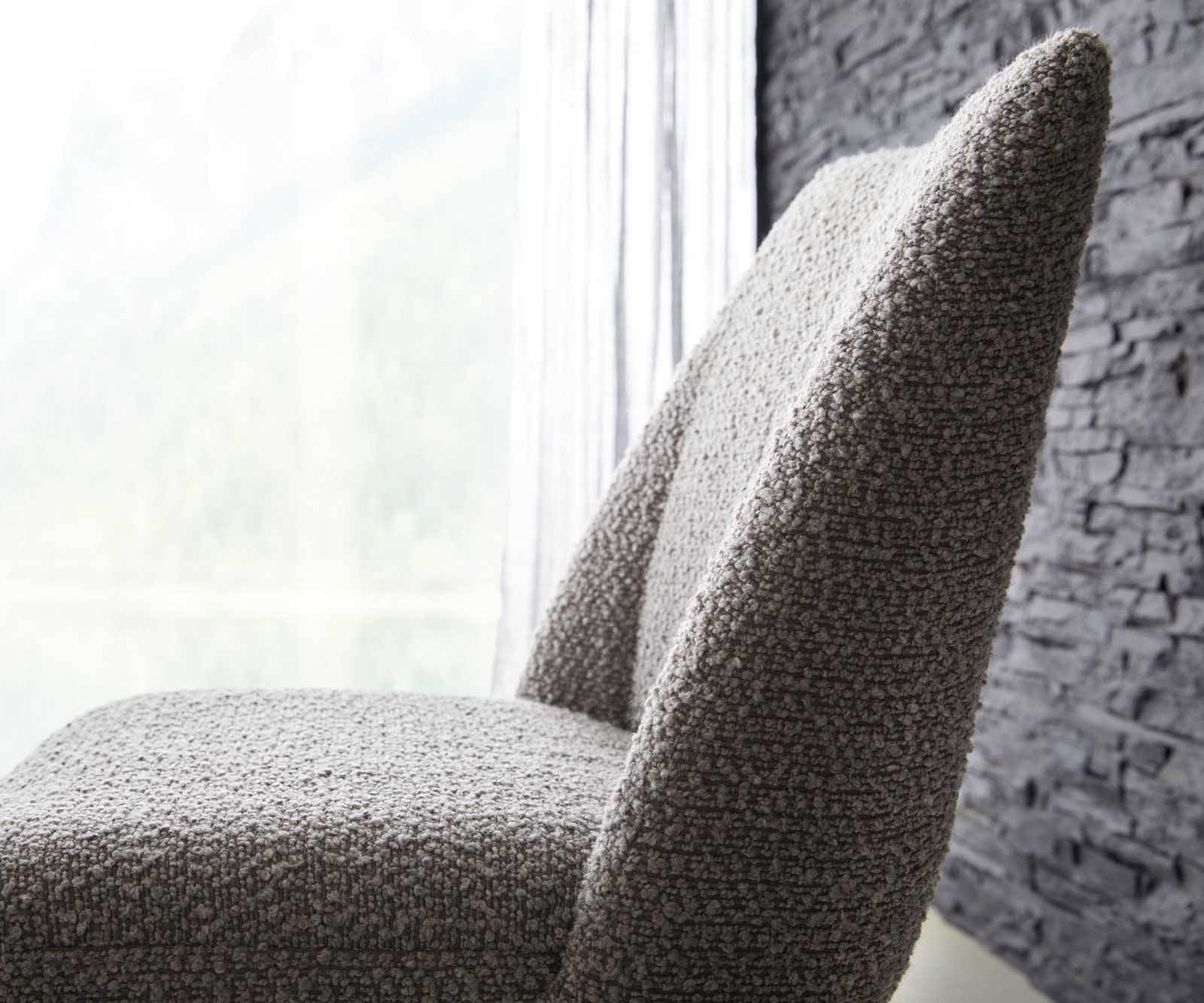 Esszimmerstuhl Elso-Flex Bouclé Silbergrau 4-Fuß konisch Schwarz Taschenfederkern 3 Esszimmerstuhl Elso-Flex Bouclé Silbergrau 4-Fuß konisch Schwarz Taschenfederkern 3