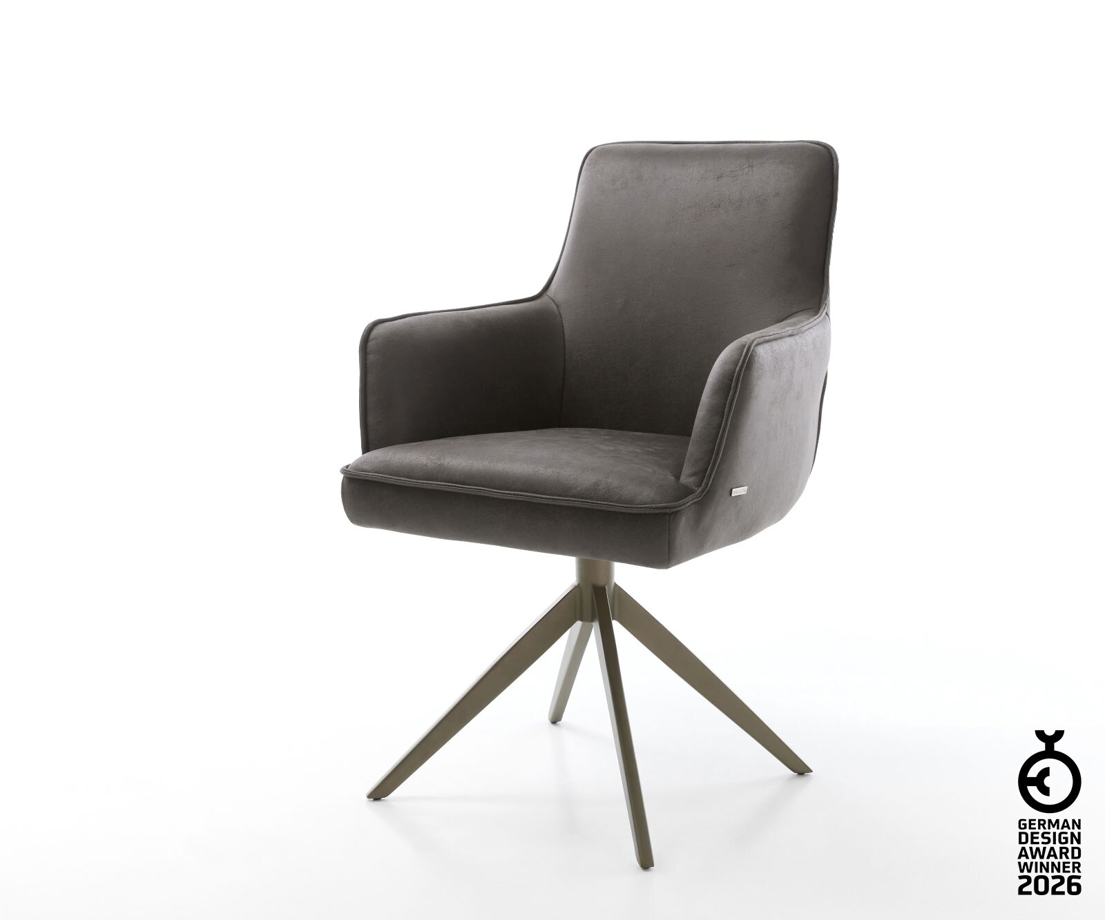 Chaise-pivotante Heira-Flex microvelours anthracite vintage pied croisé large aspect titane pivotement sur 360° fonction bascule ressorts ensachés