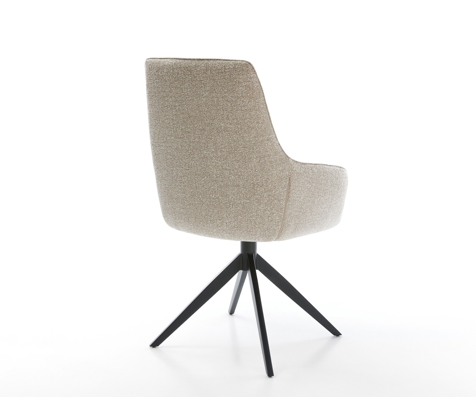 Drehstuhl Zelia-Flex mit Armlehnen Webstoff Soft Beige Kreuzgestell breit Schwarz 360° drehbar Wippfunktion Taschenfederkern 5