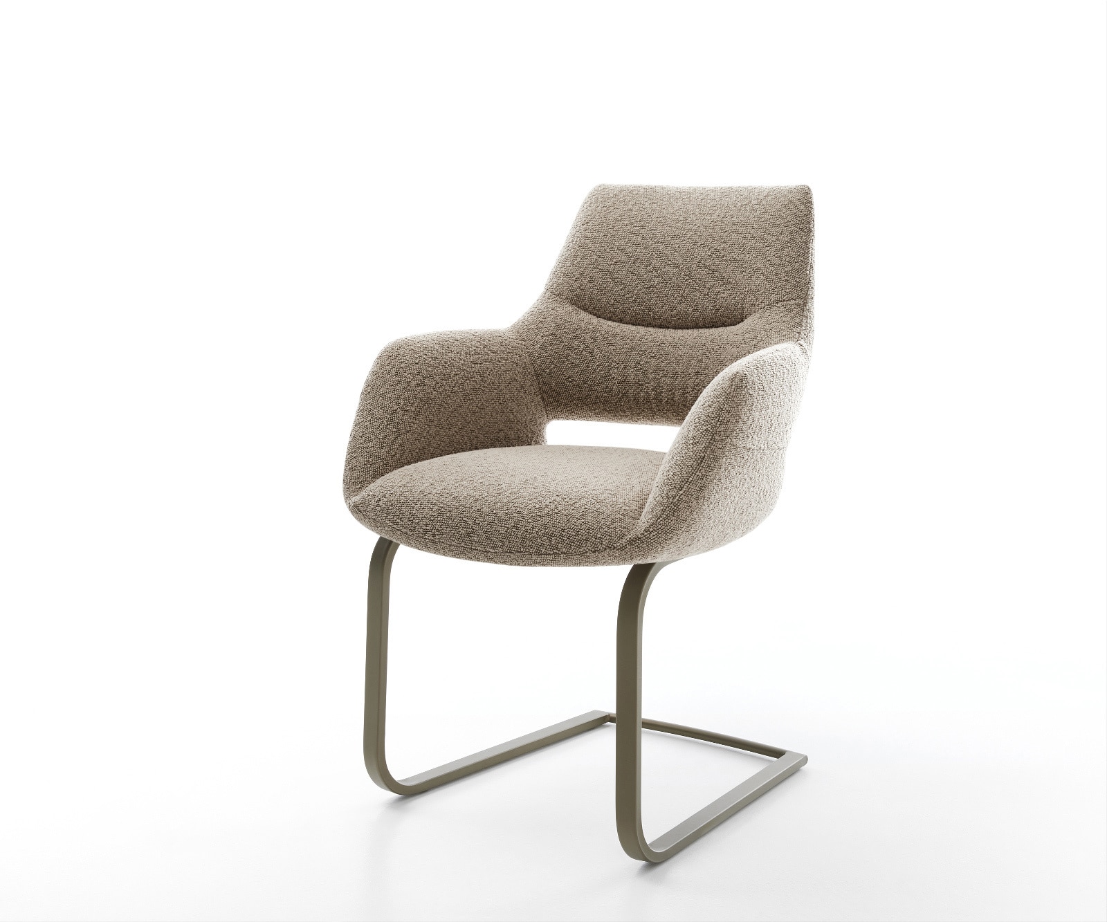 Cantilever Yago-Flex avec accoudoirs bouclé boue pied cantilever plat aspect titane ressorts ensachés
