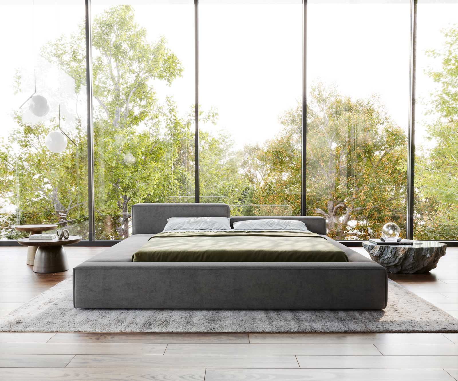 Polsterbettgestell Kalinea 180x200 cm Mikrofaser Grau 1 Polsterbettgestell Kalinea 180x200 cm Mikrofaser Grau 1