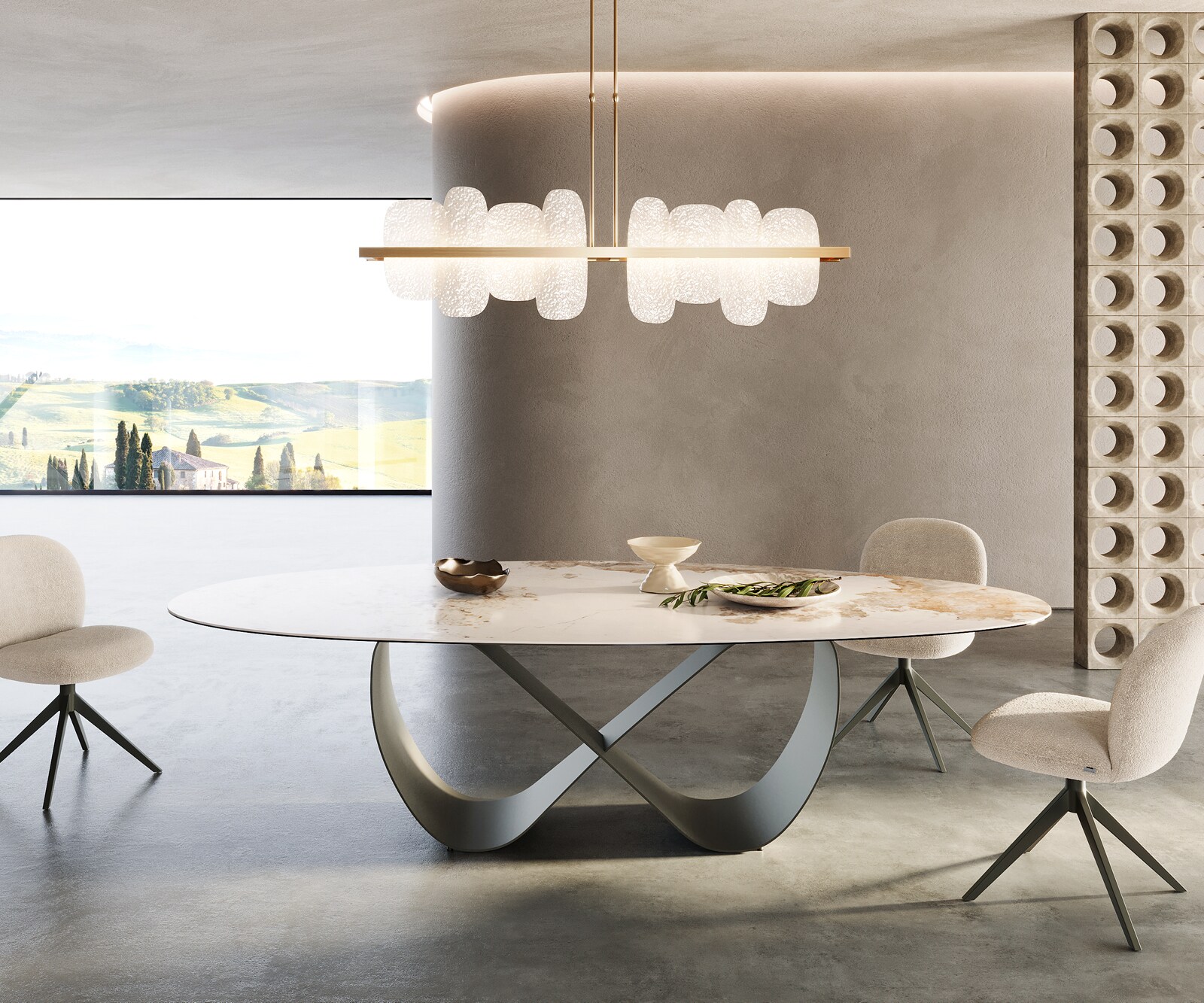 Piètement de table Infinity métal effet titane pour plateaux à partir de 240 cm 1