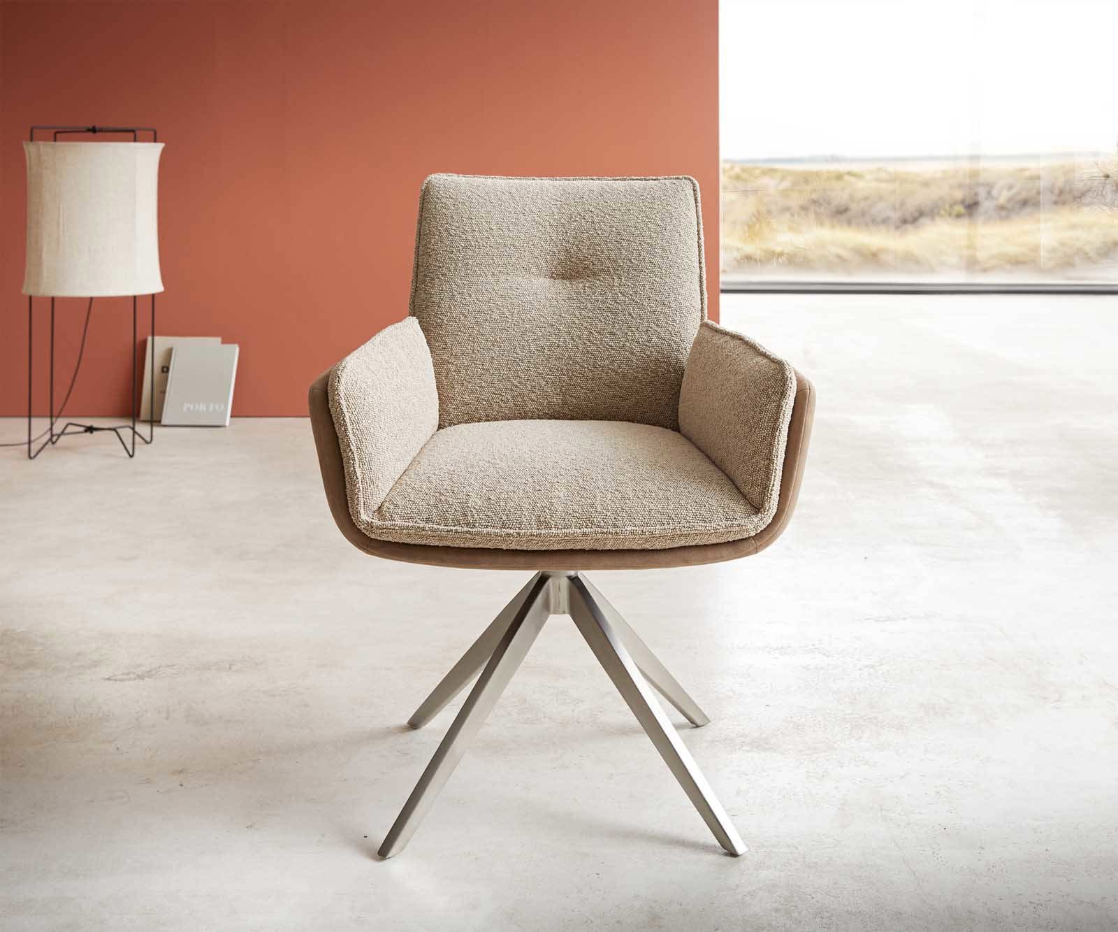 Drehstuhl Nela-Flex Materialmix Schlamm Kreuzgestell breit Edelstahl 360° drehbar 1 Drehstuhl Nela-Flex Materialmix Schlamm Kreuzgestell breit Edelstahl 360° drehbar 1