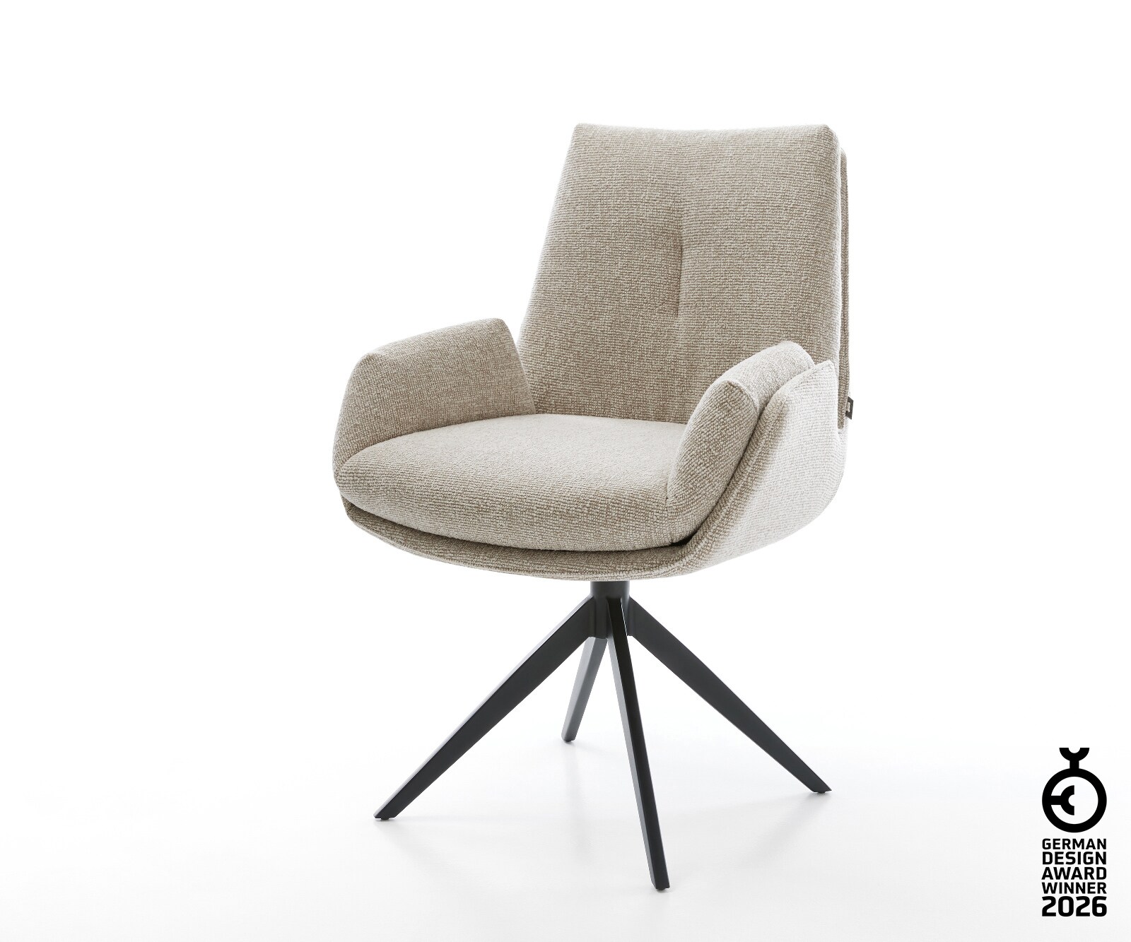 Drehstuhl Clea-Flex Webstoff Soft Beige Kreuzgestell breit Schwarz 360° drehbar Wippfunktion 1