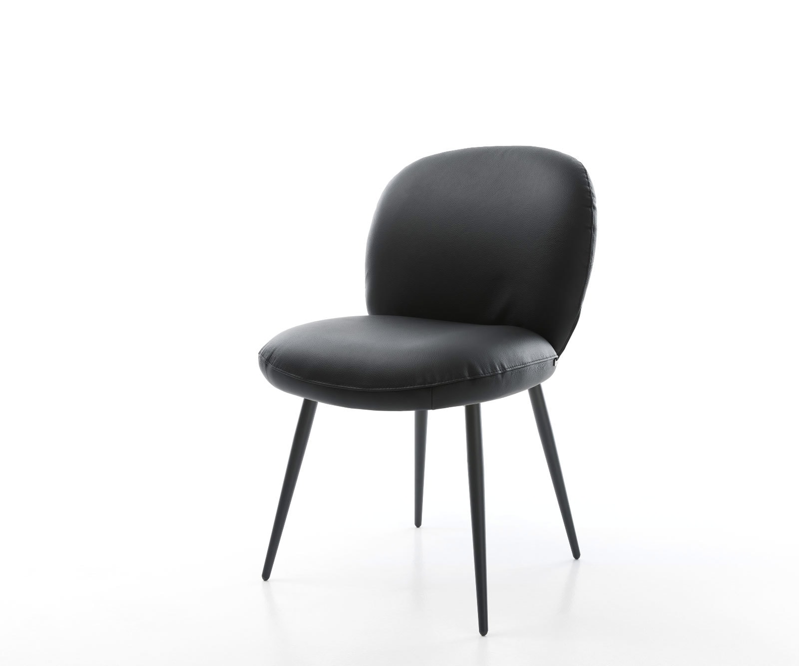 Chaise-de-salle-à-manger Nube-Flex cuir de vache noir 4 pieds coniques noir ressorts ensachés Chaise-de-salle-à-manger Nube-Flex cuir de vache noir 4 pieds coniques noir ressorts ensachés