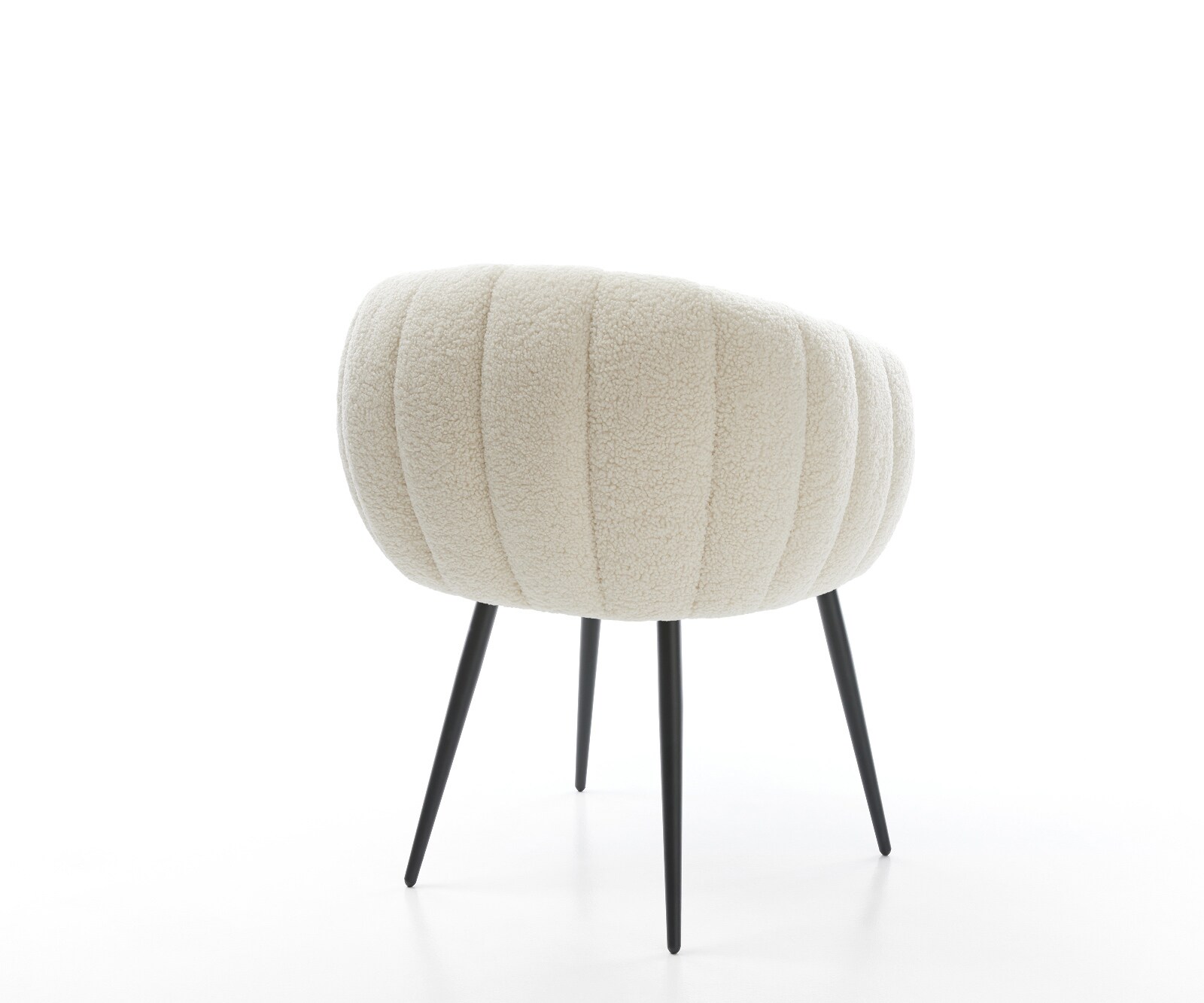 Chaise-de-salle-à-manger Jada-Flex tissu teddy beige 4 pieds coniques noir ressorts ensachés 5