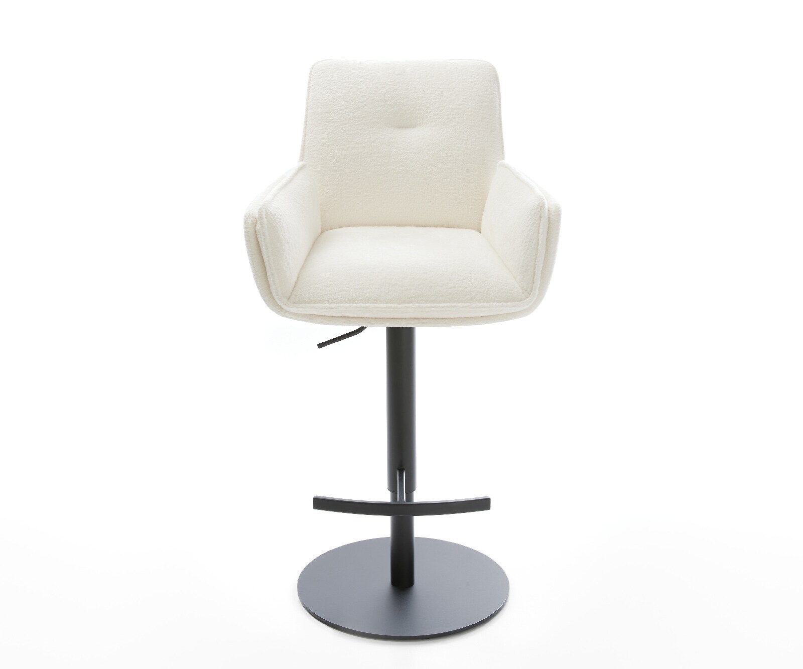 Barstuhl Nela-Flex Bouclé Soft Beige Drehfuß höhenverstellbar Metall Schwarz 2