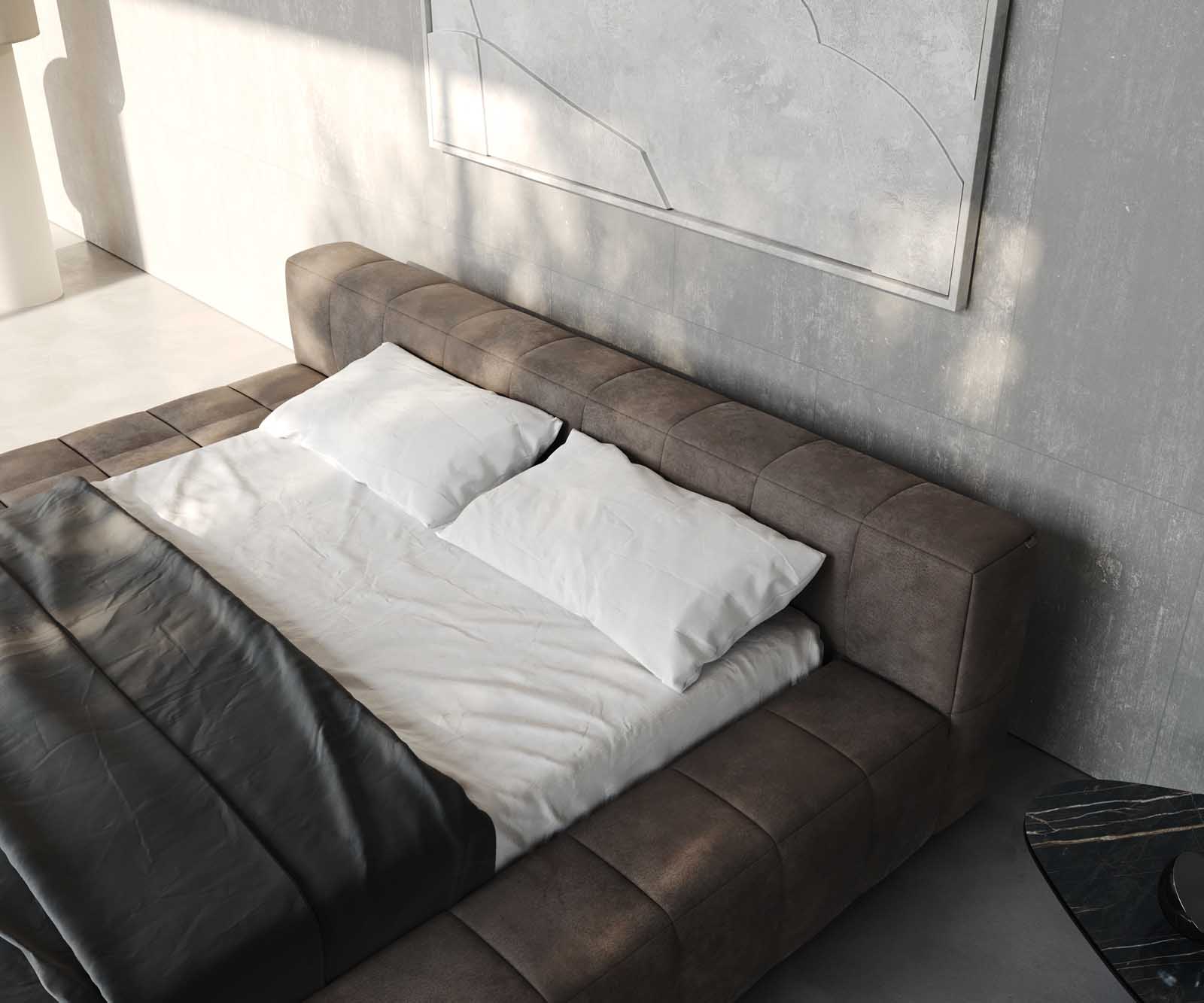 Polsterbettgestell Espazio 140x200 cm Mikrofaser Taupe Vintage mit Stauraum 6