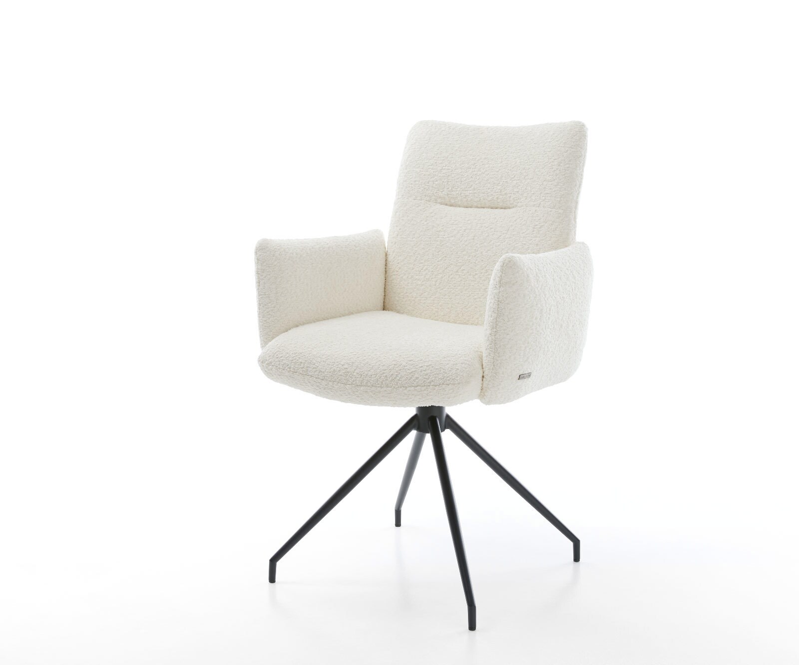 Chaise-pivotante Jova-Flex avec accoudoirs bouclé blanc pied croisé conique noir pivotement sur 180° ressorts ensachés 1