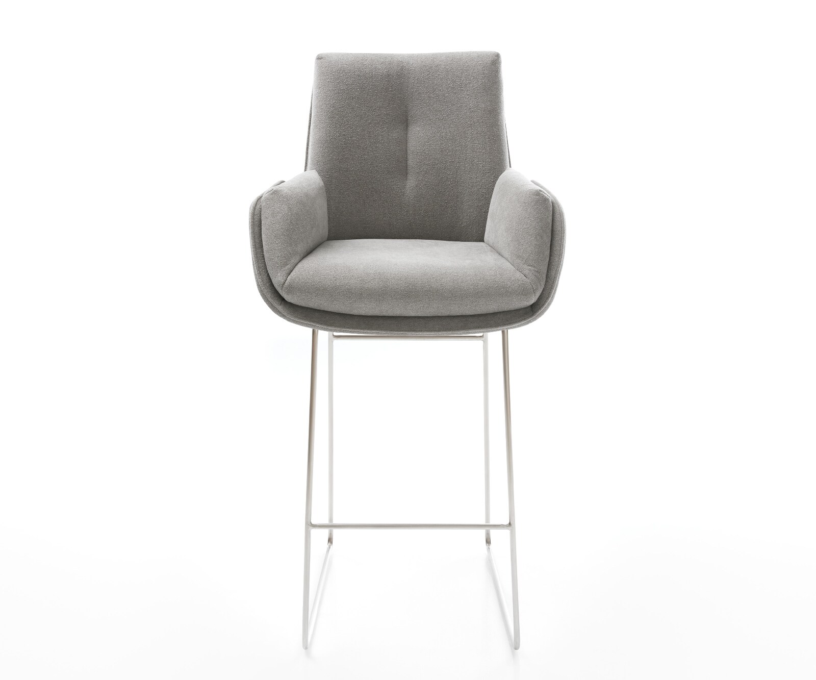 Barstuhl Clea-Flex Strukturstoff Soft Grau Kufengestell Edelstahl 1