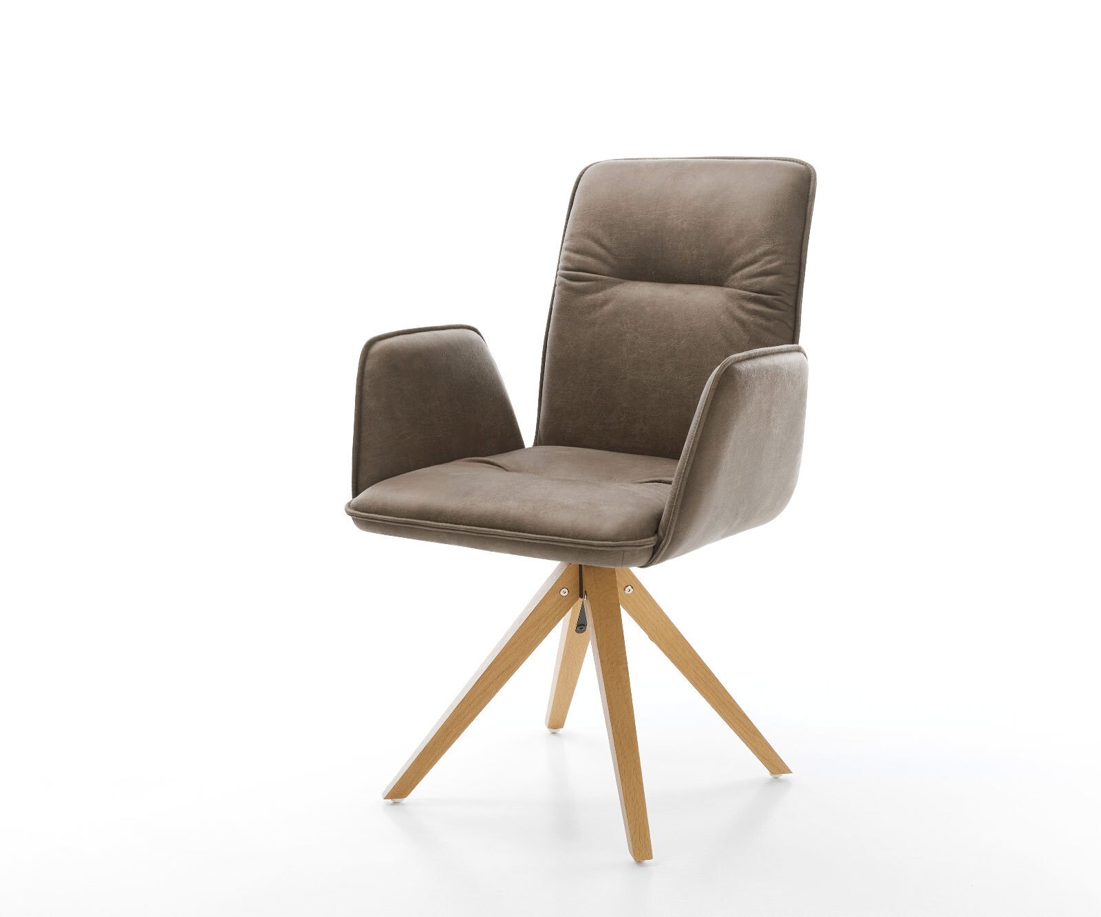 Esszimmerstuhl Vinja-Flex Mikrofaser Taupe Vintage Holzgestell kantig Natur 360° drehbar