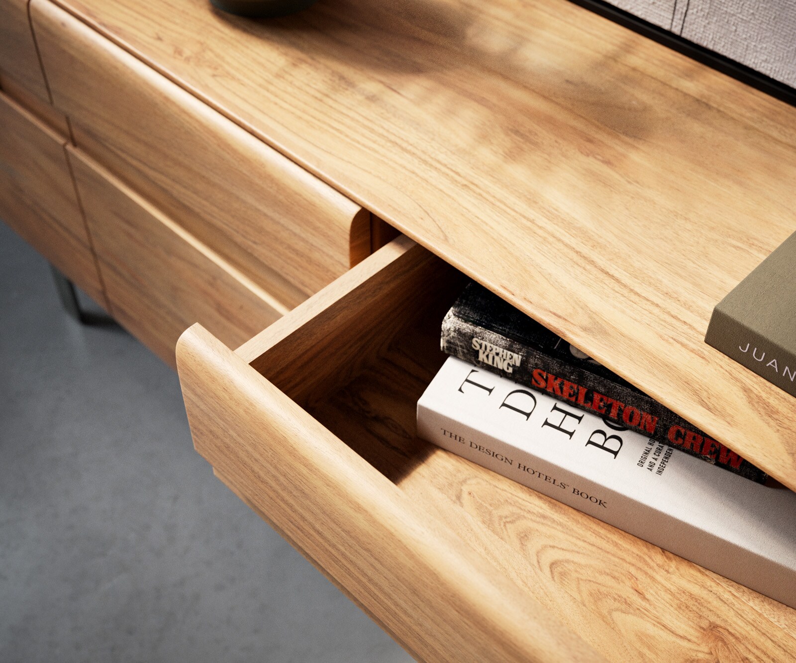 Lowboard Anaya 220 cm Akazie Natur 4 Türen 2 Schubladen L-Fuß Edelstahl 5 Lowboard Anaya 220 cm Akazie Natur 4 Türen 2 Schubladen L-Fuß Edelstahl 5