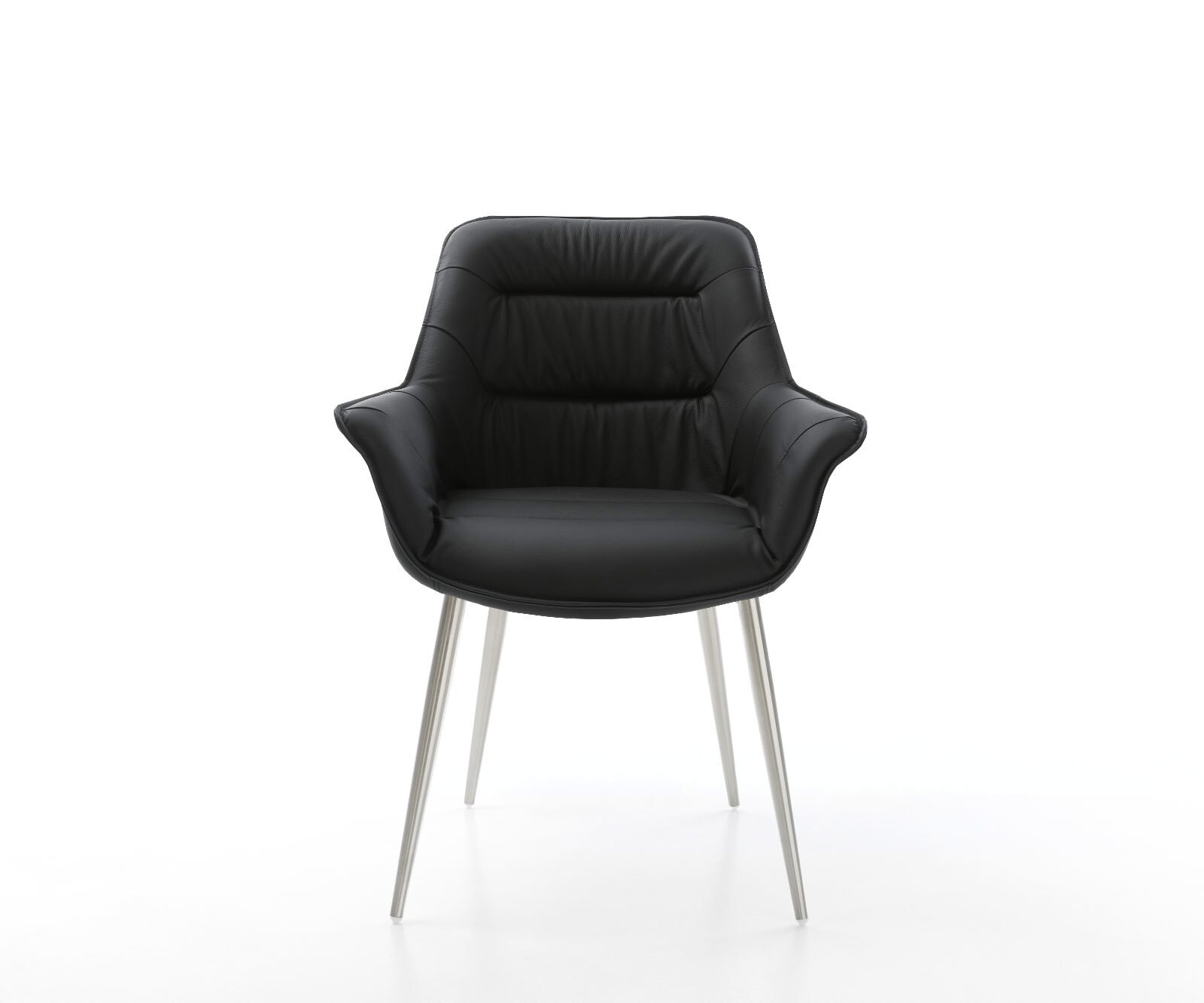 Esszimmerstuhl Kaira-Flex Echt-Leder Schwarz 4-Fuß konisch Edelstahl 1 Esszimmerstuhl Kaira-Flex Echt-Leder Schwarz 4-Fuß konisch Edelstahl 1
