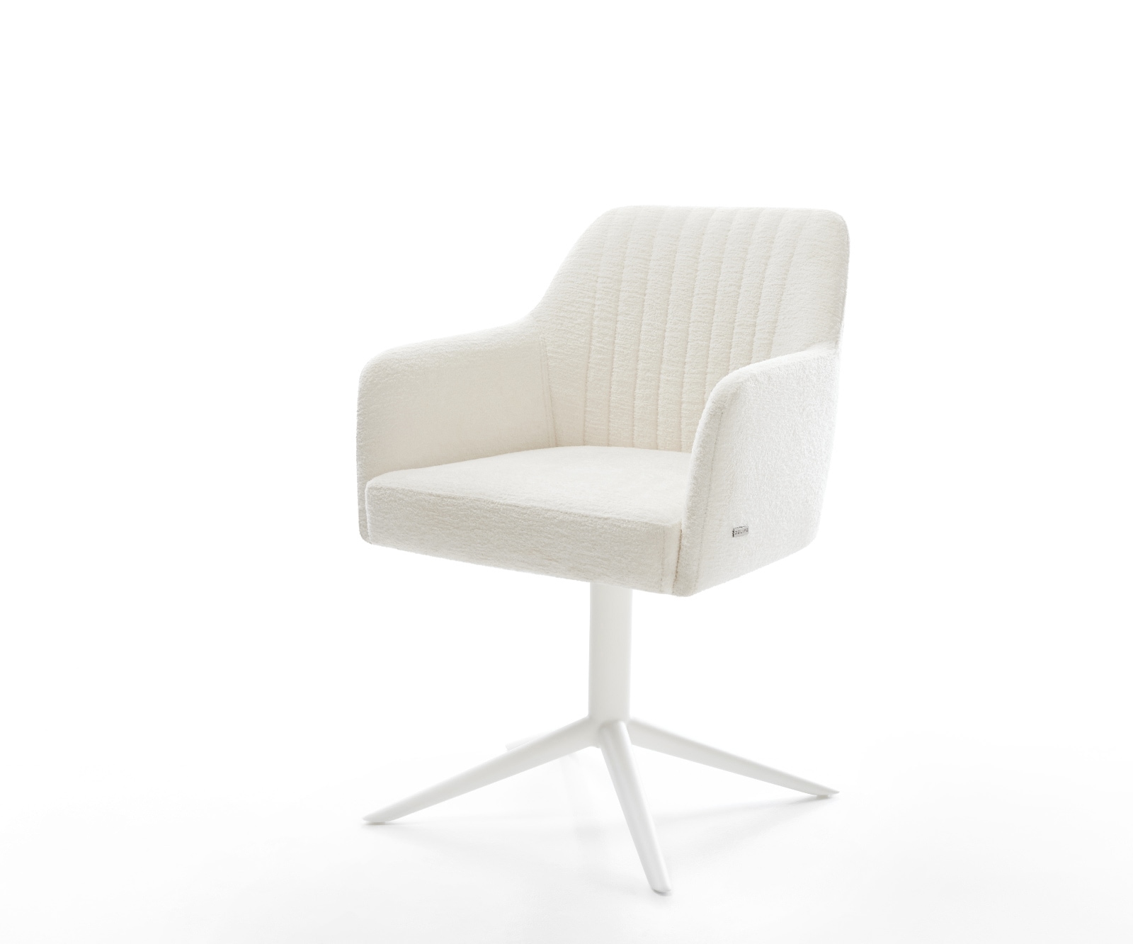 Drehstuhl Greg-Flex Bouclé Soft Beige Fußkreuz Weiß 360° drehbar Wippfunktion Taschenfederkern Drehstuhl Greg-Flex Bouclé Soft Beige Fußkreuz Weiß 360° drehbar Wippfunktion Taschenfederkern