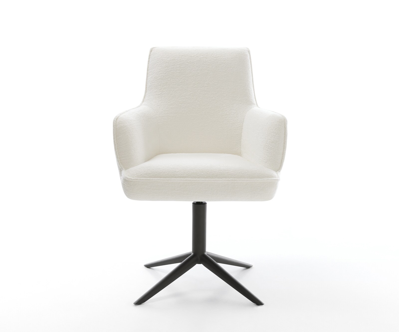 Drehstuhl Heira-Flex mit Armlehnen Bouclé Soft Beige Fußkreuz Schwarz 360° drehbar Wippfunktion Taschenfederkern 1