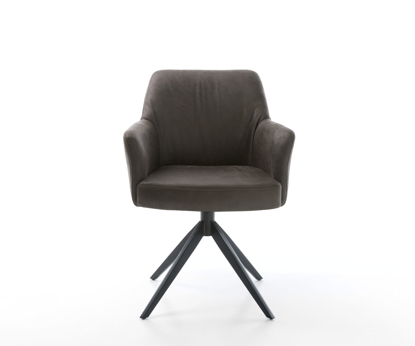 Drehstuhl Xana-Flex mit Armlehnen Mikrofaser Anthrazit Vintage Kreuzgestell breit Schwarz 360° drehbar Wippfunktion Taschenfederkern 1