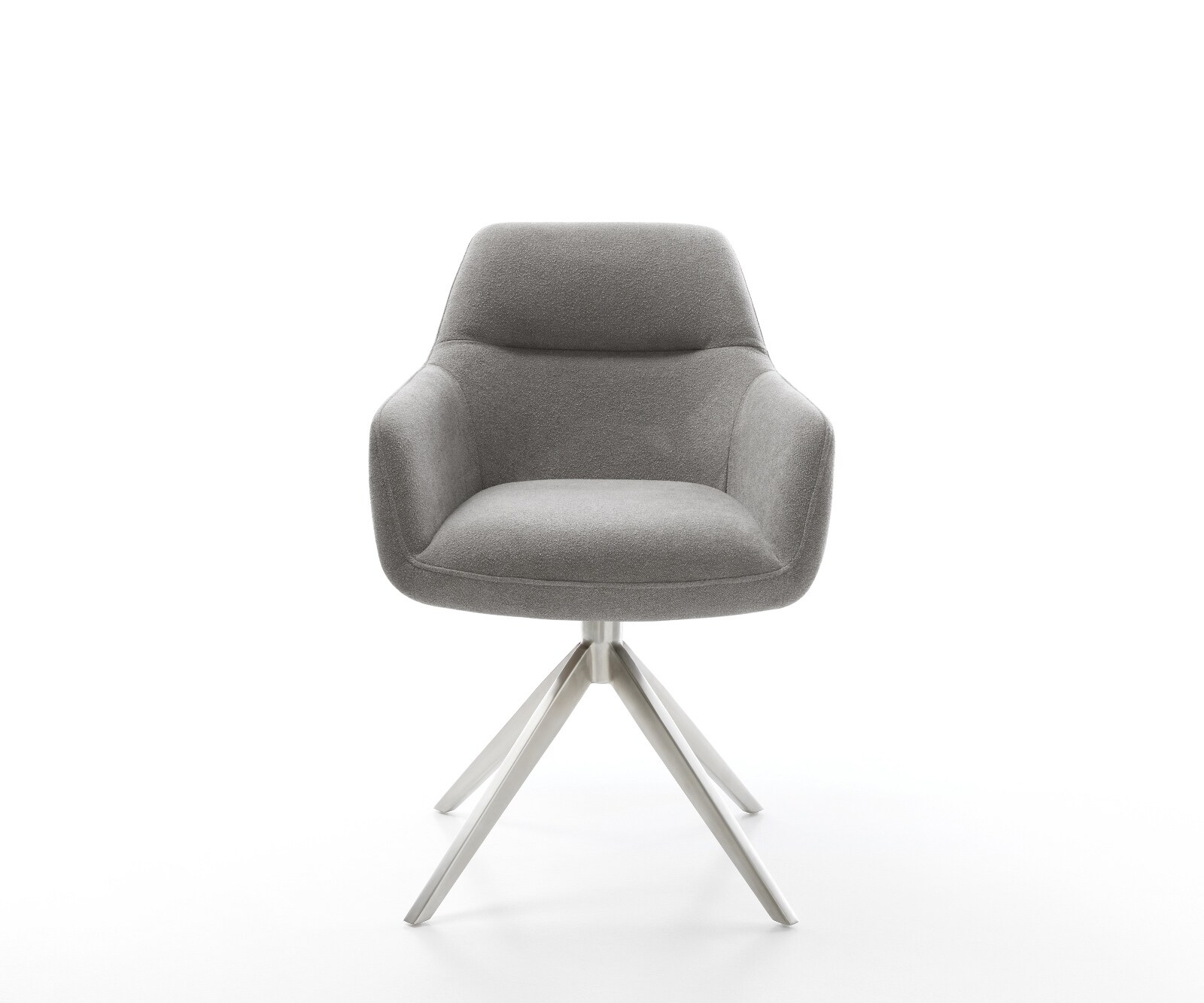 Drehstuhl Pejo-Flex Strukturstoff Soft Grau Kreuzgestell breit Edelstahl 360° drehbar Taschenfederkern 1