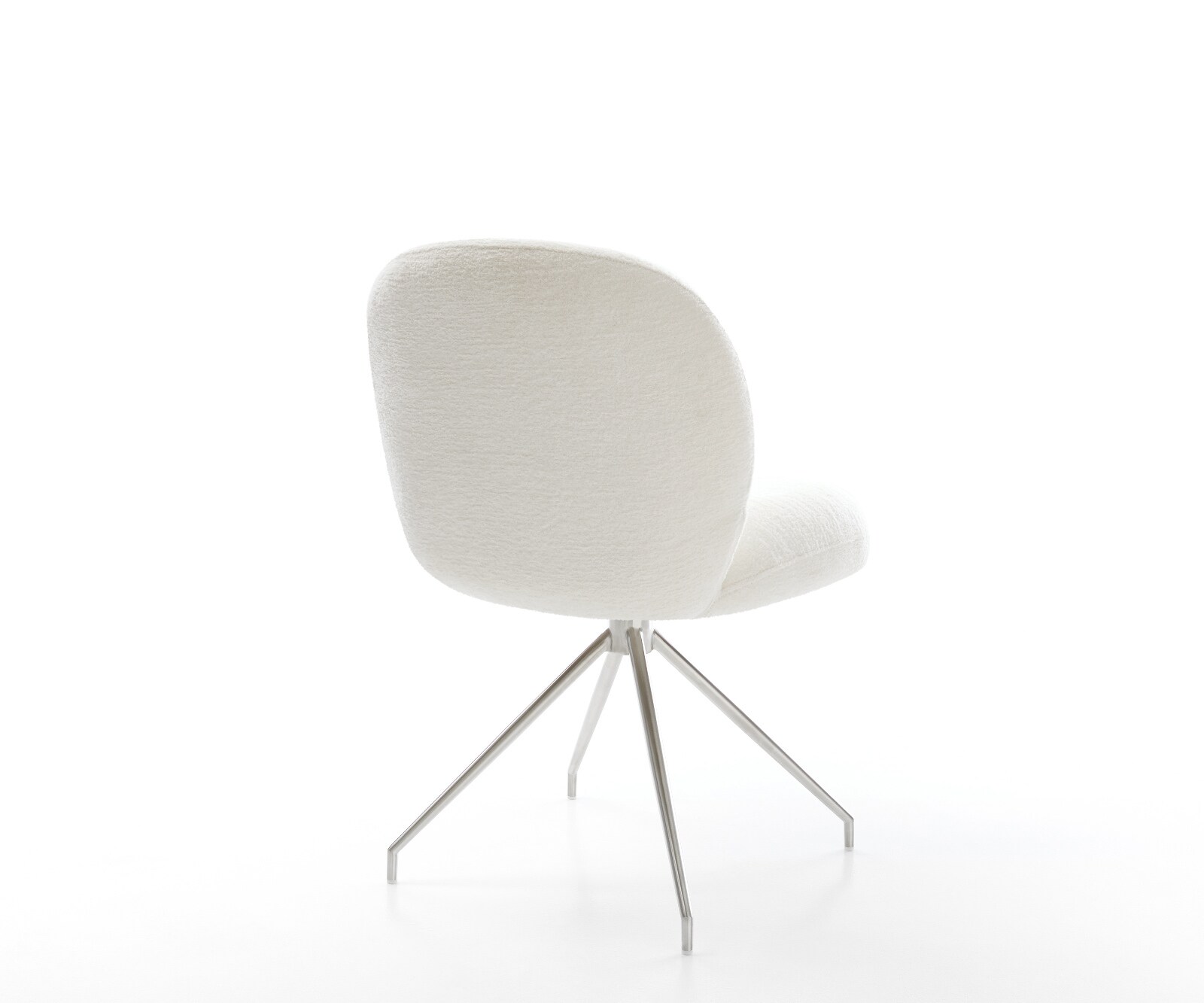 Chaise-de-salle-à-manger Nube-Flex bouclé doux beige pied croisé conique acier inoxydable resorts ensachés 5