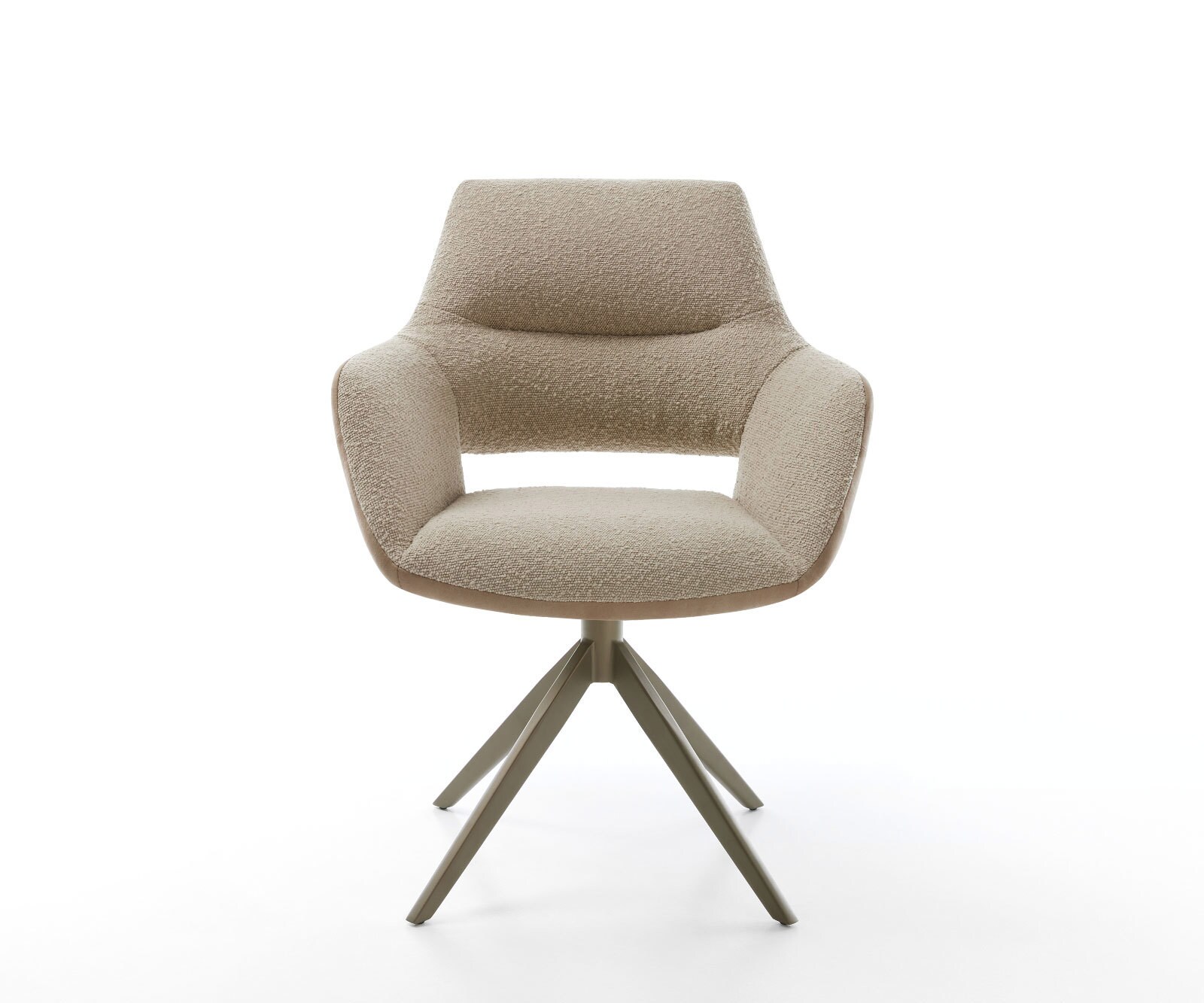 Drehstuhl Yago-Flex mit Armlehnen Materialmix Schlamm Kreuzgestell breit Effektfinish Titan 360° drehbar Taschenfederkern 1