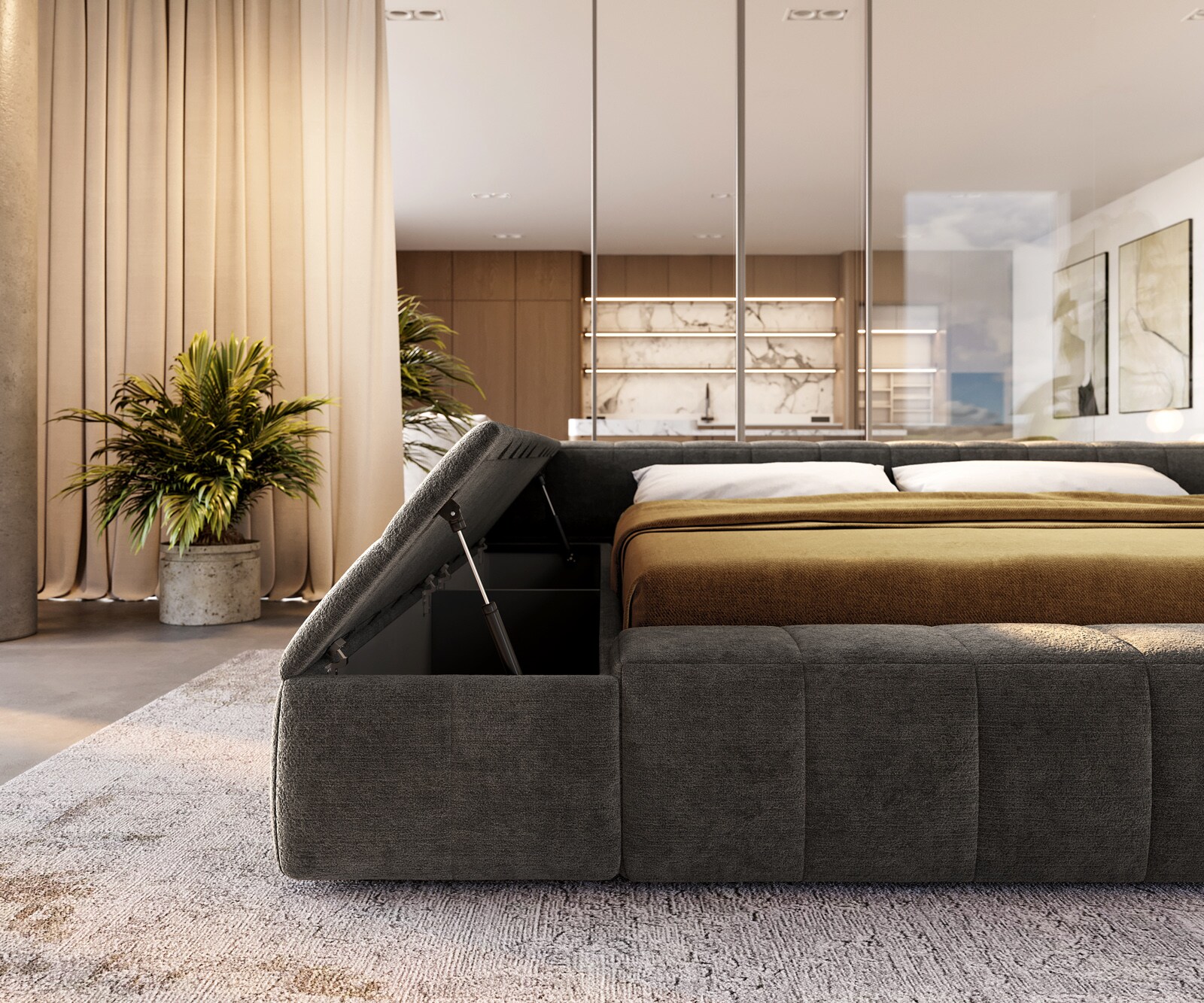 Polsterbettgestell Espazio 180x200 cm Bouclé Soft Schlamm 6