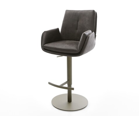 Chaise-de-bar Clea-Flex Microfibre Anthracite vintage Pied pivotant réglable en hauteur couleur titane Couleur titane