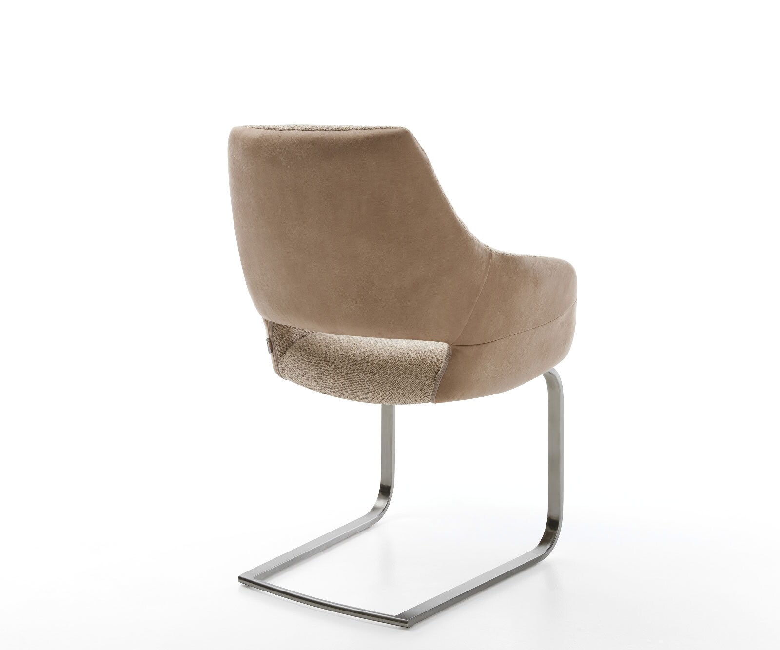 Cantilever Yago-Flex avec accoudoirs tissu mixte couleur boue pied cantilever plat acier inoxydable brossé ressorts ensachés 4