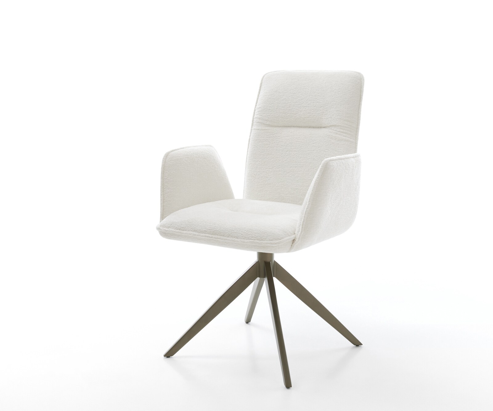 Drehstuhl Vinja-Flex Bouclé Soft Beige Kreuzgestell breit Effektfinish Titan 360° drehbar Wippfunktion 1