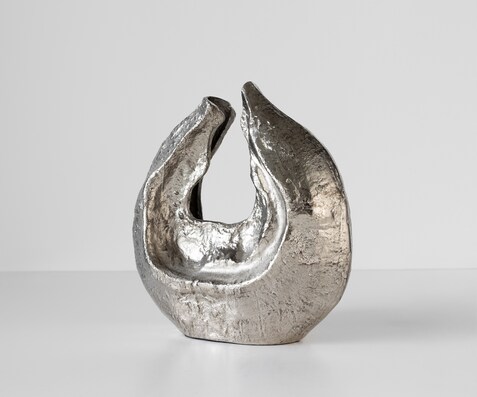 Skulptur Nexora B40 x T17 x H42 cm Aluminium Platin Handgemacht
