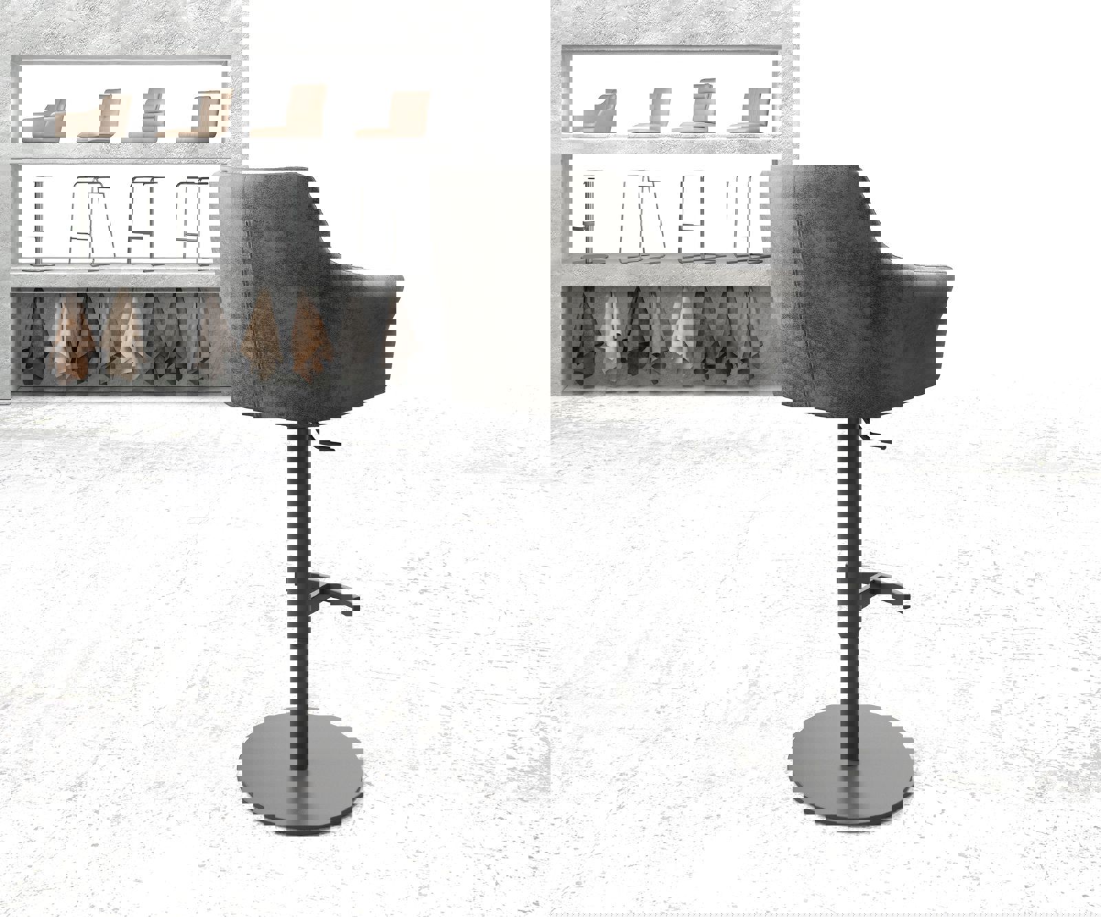 Barstuhl Yulo-Flex Vintage Grau Drehfuß höhenverstellbar Metall 2 Barstuhl Yulo-Flex Vintage Grau Drehfuß höhenverstellbar Metall 2