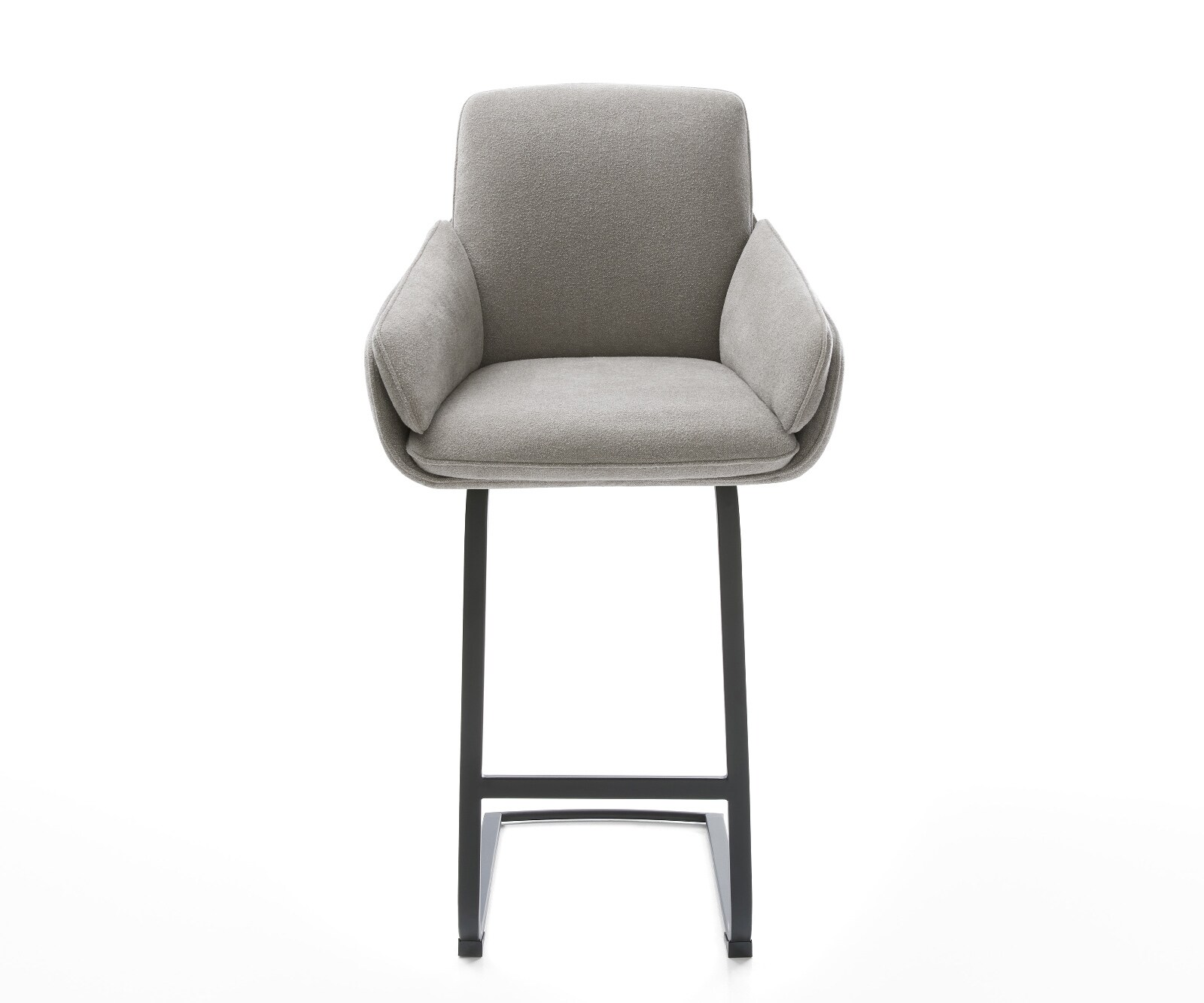 Chaise-de-bar Luan-Flex Tissu structuré doux Gris Pied cantilever plat noir Noir 2