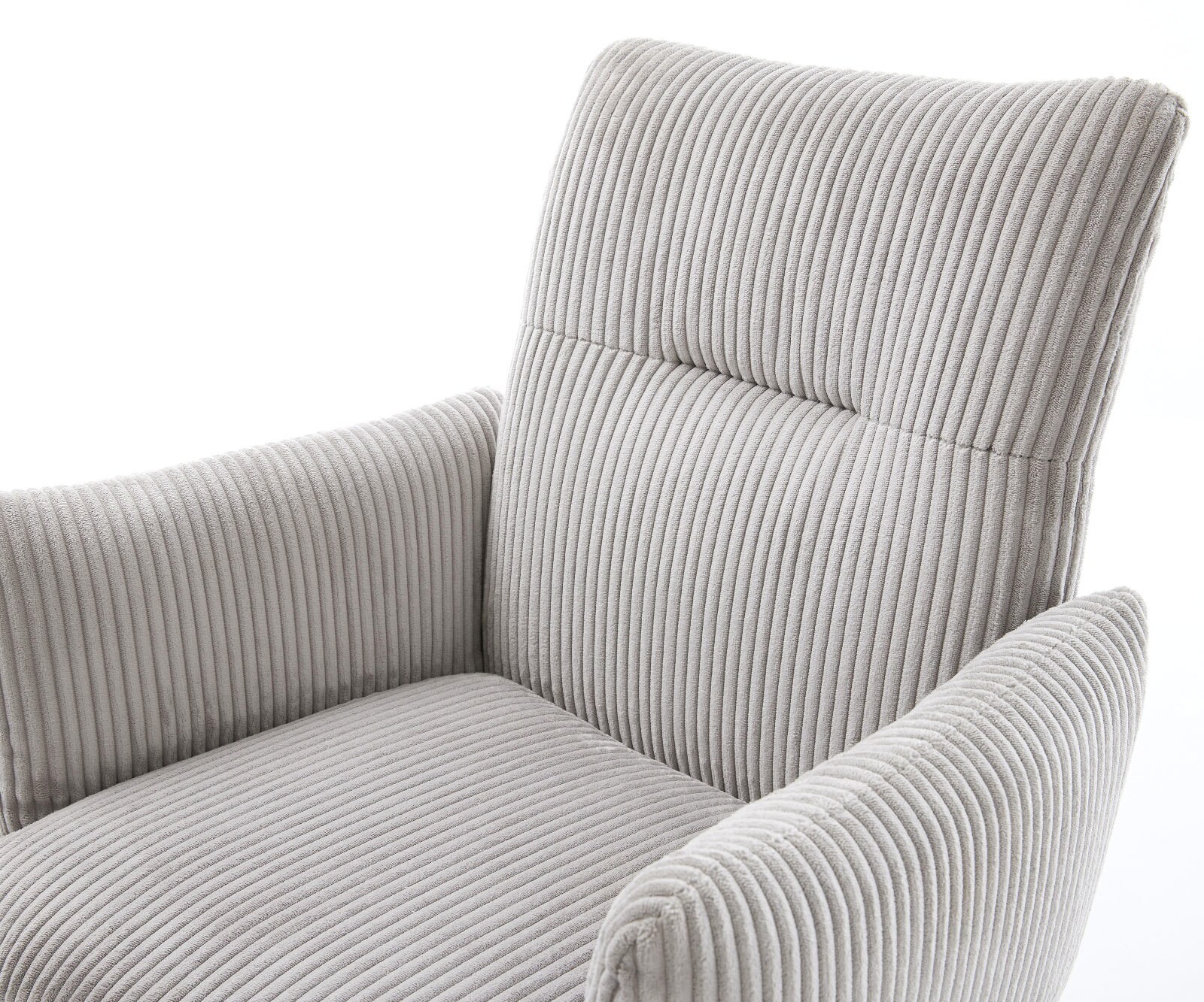 Drehstuhl Jova-Flex mit Armlehnen Cord Silbergrau Kreuzgestell konisch Edelstahl 180° drehbar Taschenfederkern 3