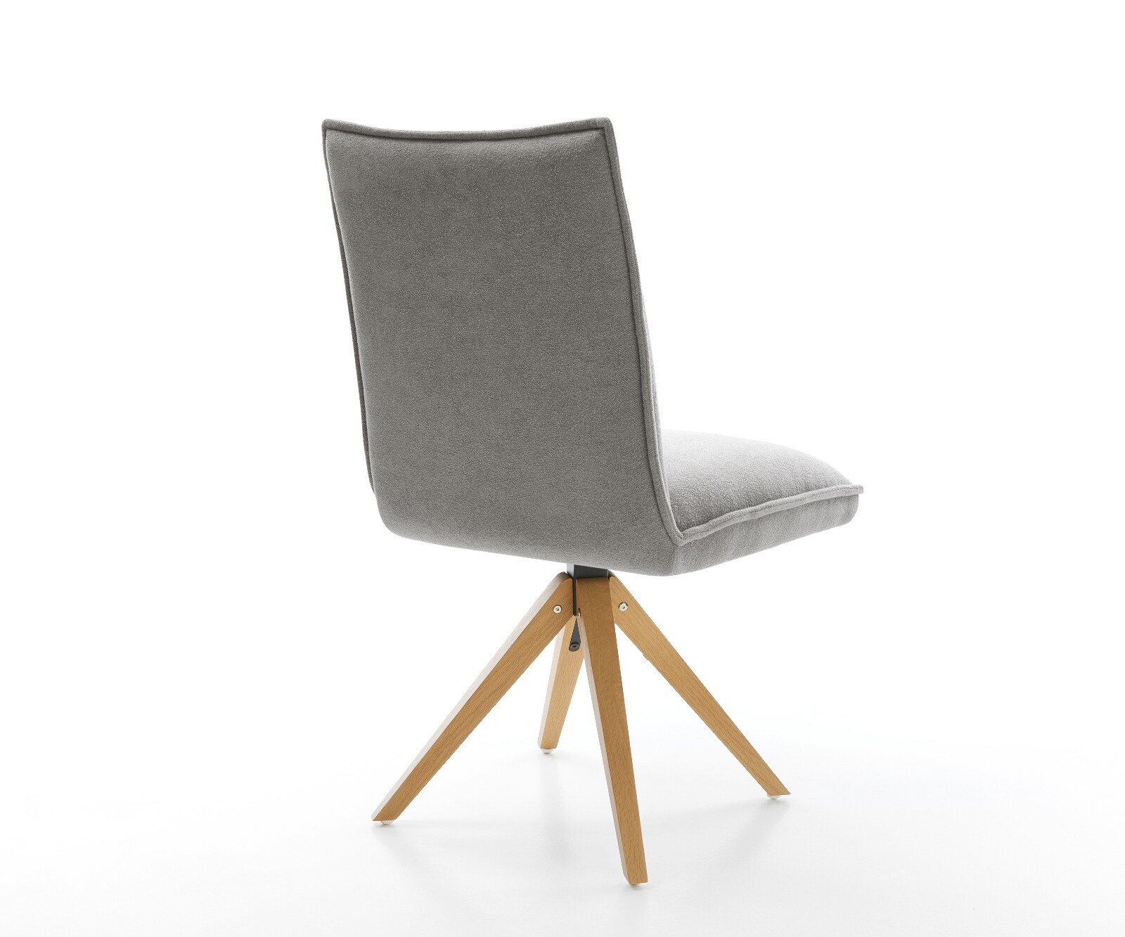 Drehstuhl Lelio-Flex Strukturstoff Soft Grau Holzgestell kantig Natur 180° drehbar Taschenfederkern 5
