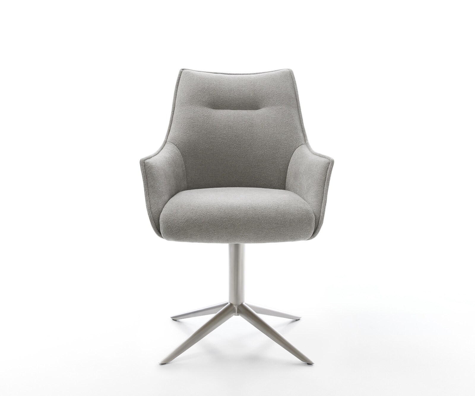 Chaise-pivotante Alja-Flex avec accoudoirs tissu structuré doux gris pied de chaise 4 branches acier inoxydable pivotement sur 360° fonction bascule resorts ensachés 2